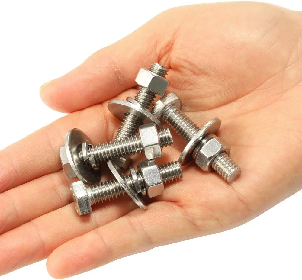 مِلوِل 10 سری پیچ و مهره سر شش گوش 1/4-20 x 1/2 اینچ، مهرهها، واشرهای تخت و فنری بسیار بزرگ و ضخیم، رزوه کامل، استیل ضد زنگ 18-8، پرداخت براق مِلوِل 10 سری پیچ و مهره سر شش گوش 1/4-20 x 1/2 اینچ، مهرهها، واشرهای تخت و فنری بسیار بزرگ و ضخیم، رزوه کامل، استیل ضد زنگ 18-8، پرداخت براق