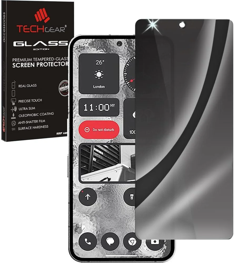 محافظ صفحه نمایش شیشه ای حریم خصوصی TECHGEAR سازگار با Nothing Phone 2 - محافظ صفحه نمایش حریم خصوصی لمسی سه بعدی با پوشش کامل