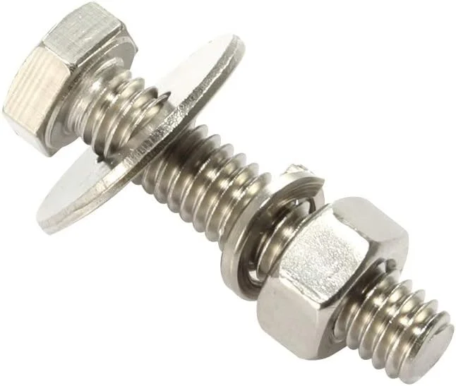 مِلوِل 10 سری پیچ و مهره سر شش گوش 1/4-20 x 1/2 اینچ، مهرهها، واشرهای تخت و فنری بسیار بزرگ و ضخیم، رزوه کامل، استیل ضد زنگ 18-8، پرداخت براق مِلوِل 10 سری پیچ و مهره سر شش گوش 1/4-20 x 1/2 اینچ، مهرهها، واشرهای تخت و فنری بسیار بزرگ و ضخیم، رزوه کامل، استیل ضد زنگ 18-8، پرداخت براق