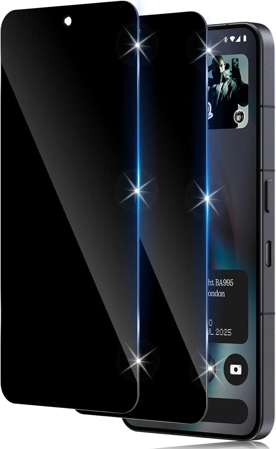 محافظ صفحه نمایش حریم خصوصی Funrae برای Nothing Phone 3 5G از جنس گلس، بسته 2 عددی، سختی 9H، فیلم ضد جاسوسی، شیشه محافظ حریم خصوصی بدون حباب