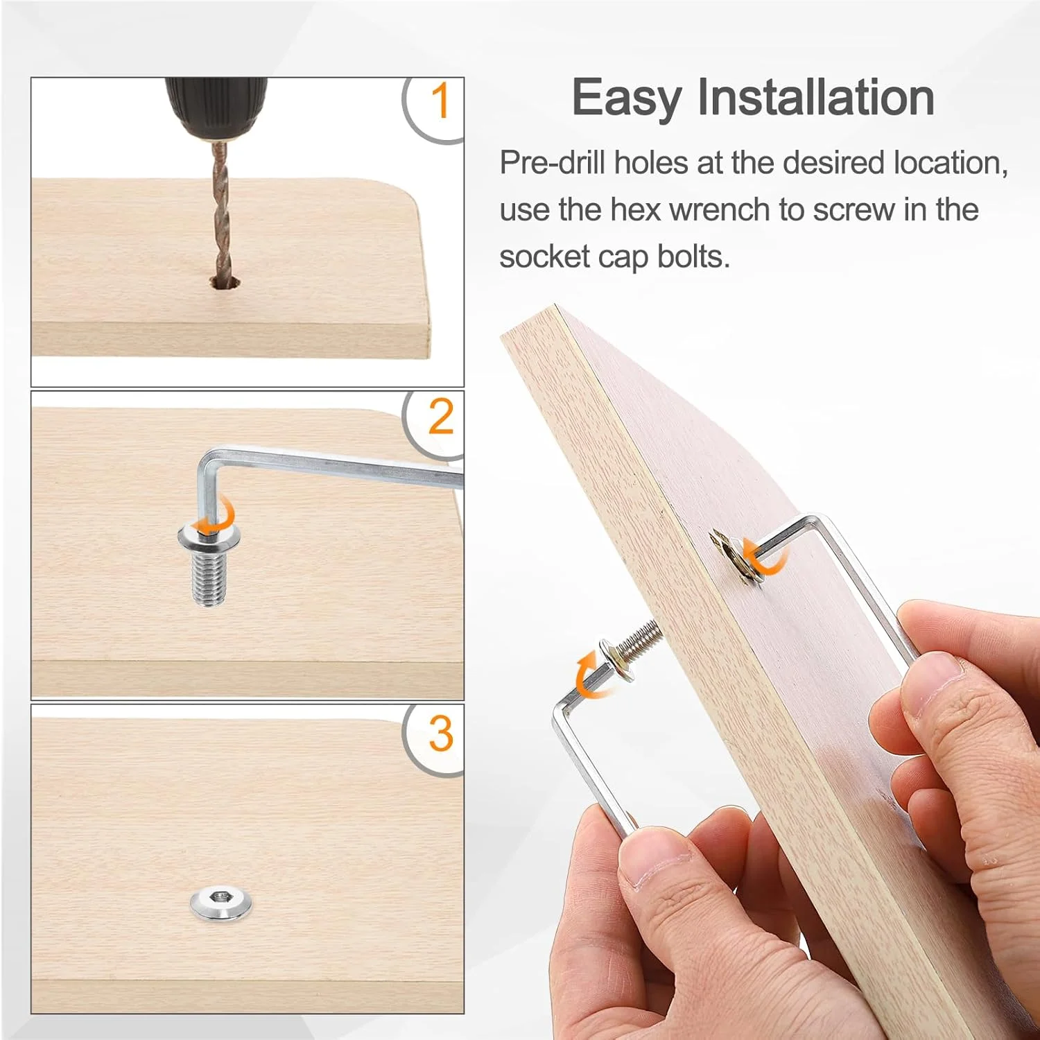 sourcing map 10 ست پیچ و مهره M6x30mm با سر استوانه ای و آچار آلن M4، پیچ و مهره اتصال مبلمان برای تسمه فرورفته مبلمان، نقره ای sourcing map 10 ست پیچ و مهره M6x30mm با سر استوانه ای و آچار آلن M4، پیچ و مهره اتصال مبلمان برای تسمه فرورفته مبلمان، نقره ای