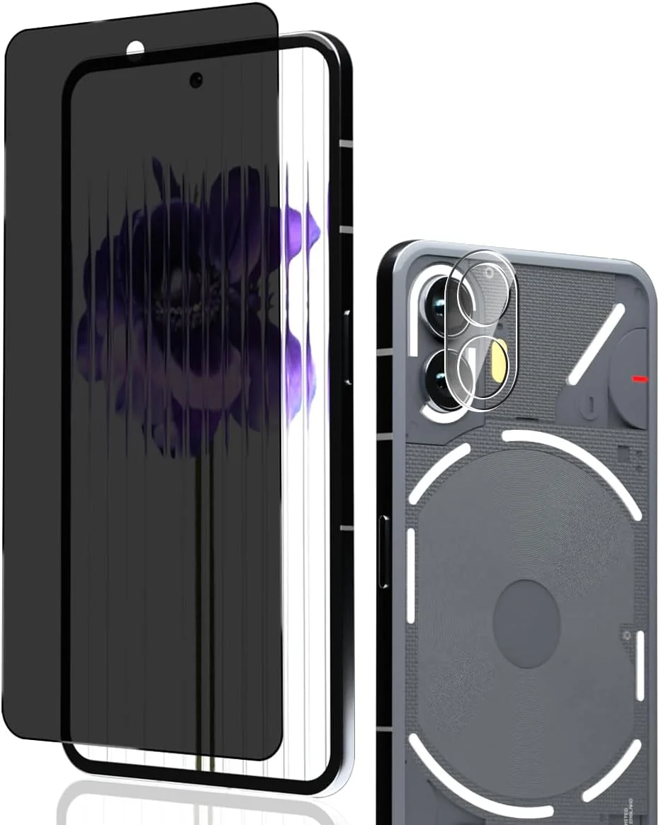محافظ صفحه نمایش Phlleyaa برای Nothing Phone (2)، 1 عدد شیشه حرارت دیده ضد جاسوسی و 1 عدد شیشه دوربین، فیلم ضد خش ضد جاسوسی با سختی 9H برای شیشه حرارت دیده Nothing Phone (2)