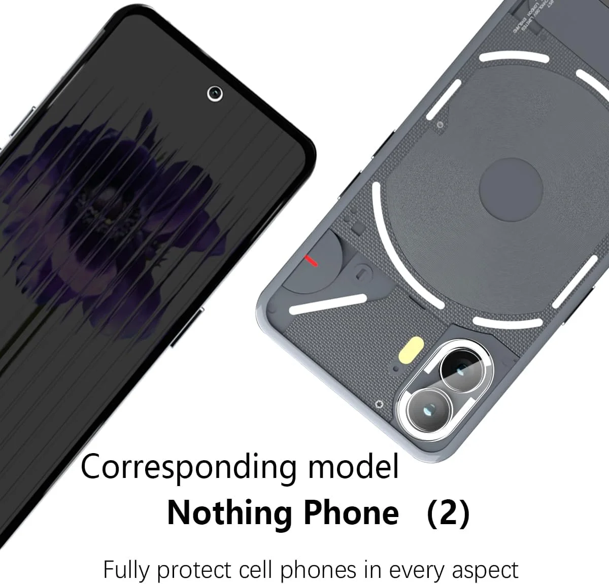 محافظ صفحه نمایش Phlleyaa برای Nothing Phone (2)، 1 عدد شیشه حرارت دیده ضد جاسوسی و 1 عدد شیشه دوربین، فیلم ضد خش ضد جاسوسی با سختی 9H برای شیشه حرارت دیده Nothing Phone (2)