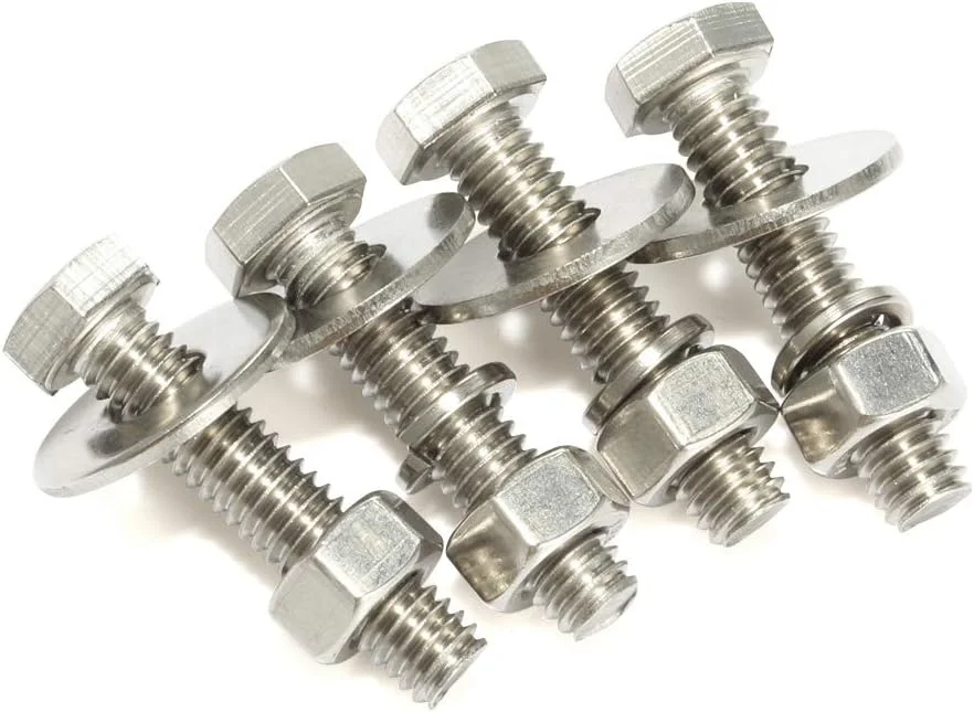 مِلوِل 10 مجموعه پیچ و مهره سر شش گوش 1/4-20 x 1 اینچ، مهرهها، واشرهای تخت و فنری فوقالعاده بزرگ و ضخیم، رزوه کامل، استیل ضد زنگ 18-8، پرداخت براق مِلوِل 10 مجموعه پیچ و مهره سر شش گوش 1/4-20 x 1 اینچ، مهرهها، واشرهای تخت و فنری فوقالعاده بزرگ و ضخیم، رزوه کامل، استیل ضد زنگ 18-8، پرداخت براق