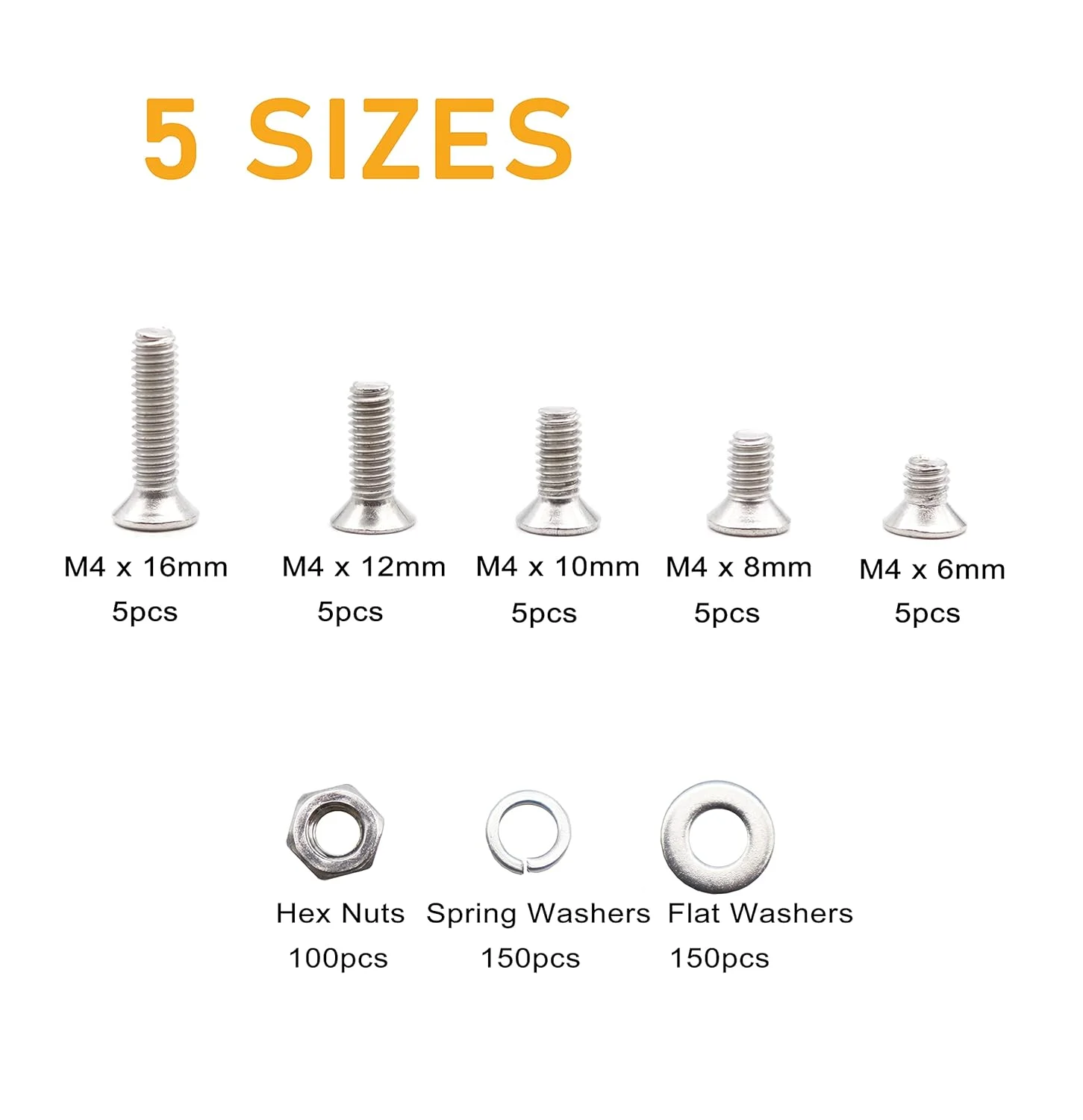 binifiMux مجموعه 550 عددی پیچ و مهره و واشر ماشینی M4 با سر تخت فیلیپس، استیل ضد زنگ 304، M4 x 6mm/ 8mm/ 10mm/ 12mm/ 16mm binifiMux مجموعه 550 عددی پیچ و مهره و واشر ماشینی M4 با سر تخت فیلیپس، استیل ضد زنگ 304، M4 x 6mm/ 8mm/ 10mm/ 12mm/ 16mm