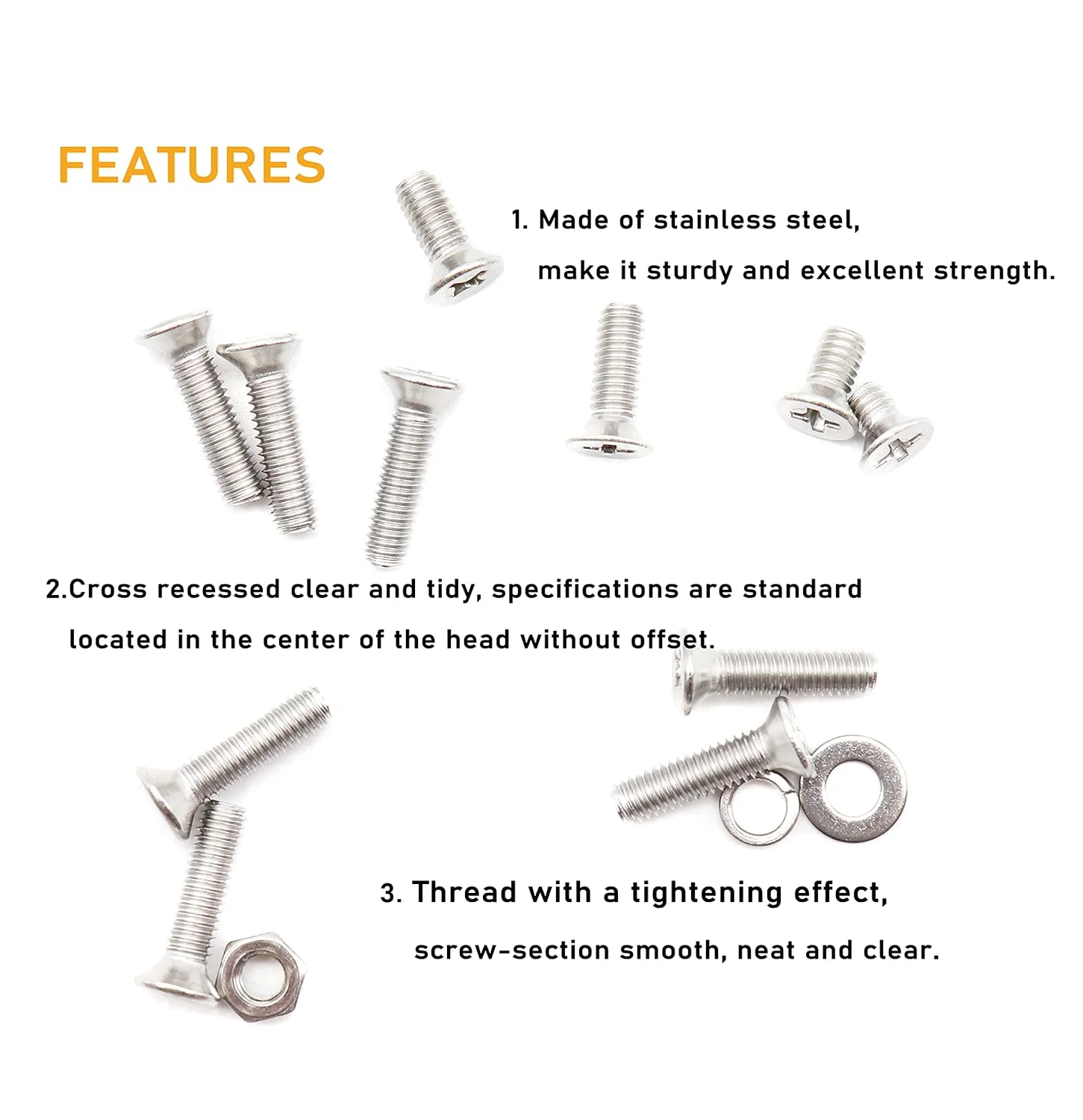 binifiMux مجموعه 550 عددی پیچ و مهره و واشر ماشینی M4 با سر تخت فیلیپس، استیل ضد زنگ 304، M4 x 6mm/ 8mm/ 10mm/ 12mm/ 16mm binifiMux مجموعه 550 عددی پیچ و مهره و واشر ماشینی M4 با سر تخت فیلیپس، استیل ضد زنگ 304، M4 x 6mm/ 8mm/ 10mm/ 12mm/ 16mm