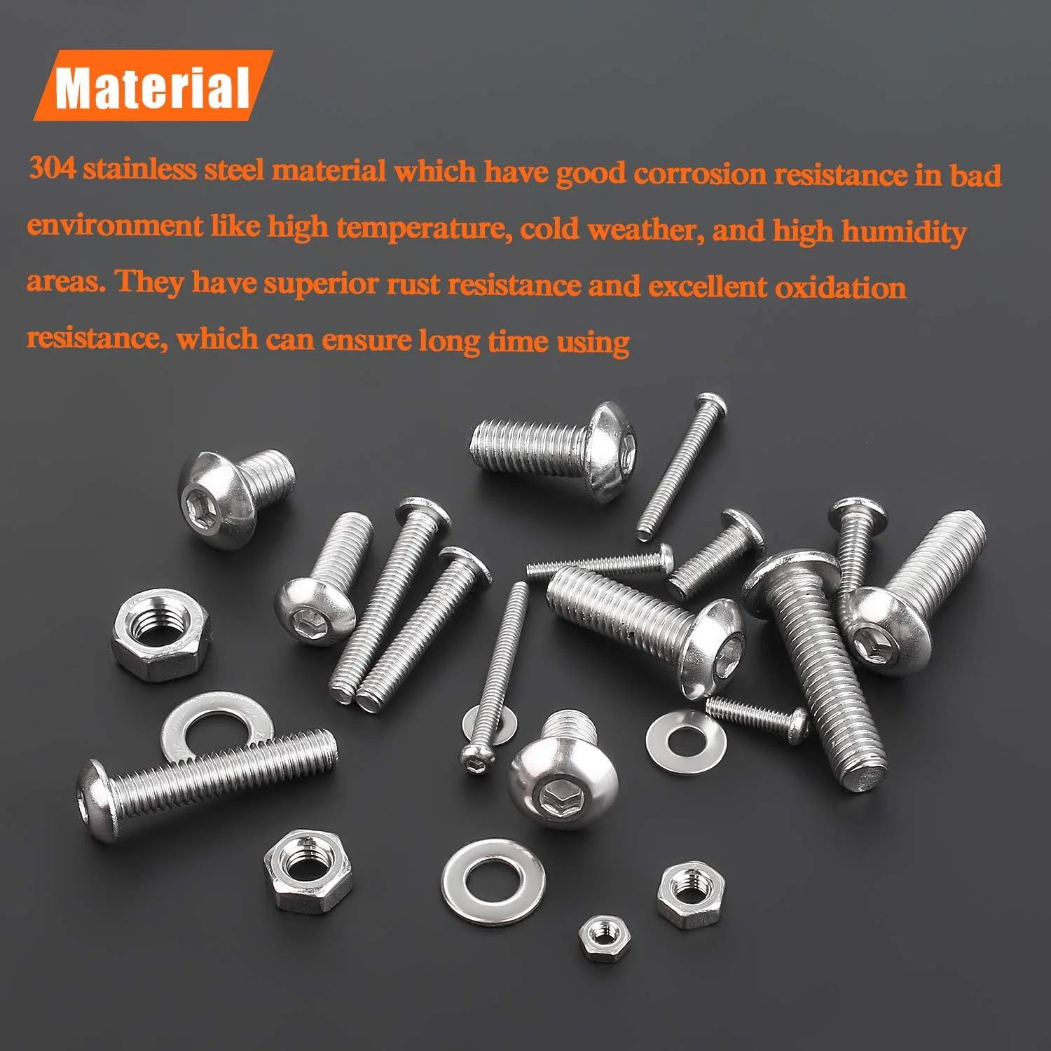 مجموعه 1280 عددی پیچ و مهره استیل ضد زنگ HELIFOUNER M2 M3 M4 M5، پیچ های سر خزینه ای، واشرهای تخت و مهره به همراه آچار آلن