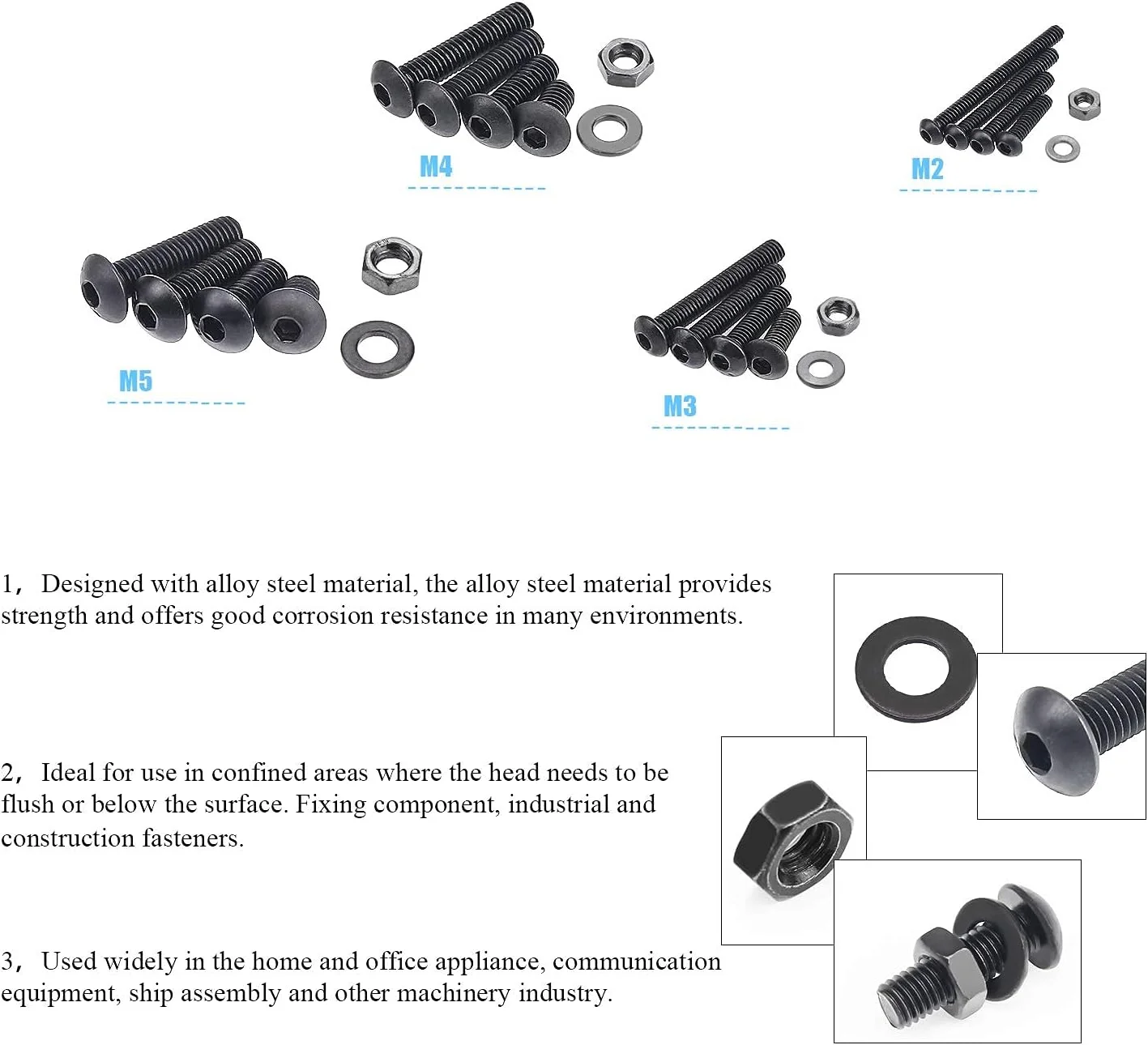 مجموعه 1220 عددی پیچ و مهره و واشر آلیاژ فولادی گرید 10.9 DYWISHKEY با سر دکمه ای شش گوش M2 M3 M4 M5 به همراه آچار آلن مجموعه 1220 عددی پیچ و مهره و واشر آلیاژ فولادی گرید 10.9 DYWISHKEY با سر دکمه ای شش گوش M2 M3 M4 M5 به همراه آچار آلن