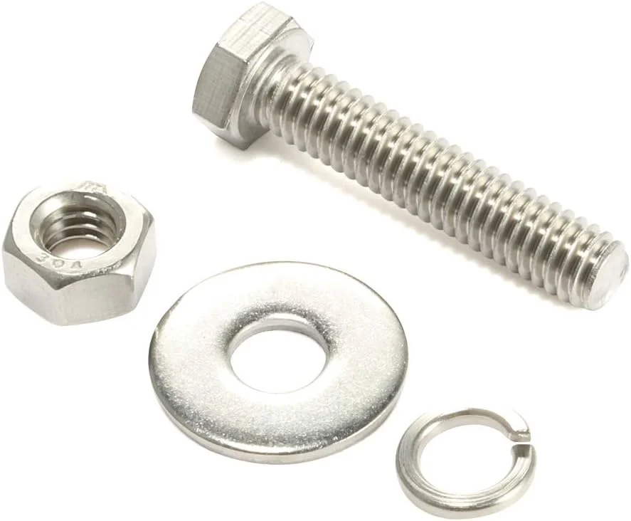 مِلوِل 10 مجموعه پیچ و مهره سر شش گوش 1/4-20 x 1 اینچ، مهرهها، واشرهای تخت و فنری فوقالعاده بزرگ و ضخیم، رزوه کامل، استیل ضد زنگ 18-8، پرداخت براق مِلوِل 10 مجموعه پیچ و مهره سر شش گوش 1/4-20 x 1 اینچ، مهرهها، واشرهای تخت و فنری فوقالعاده بزرگ و ضخیم، رزوه کامل، استیل ضد زنگ 18-8، پرداخت براق