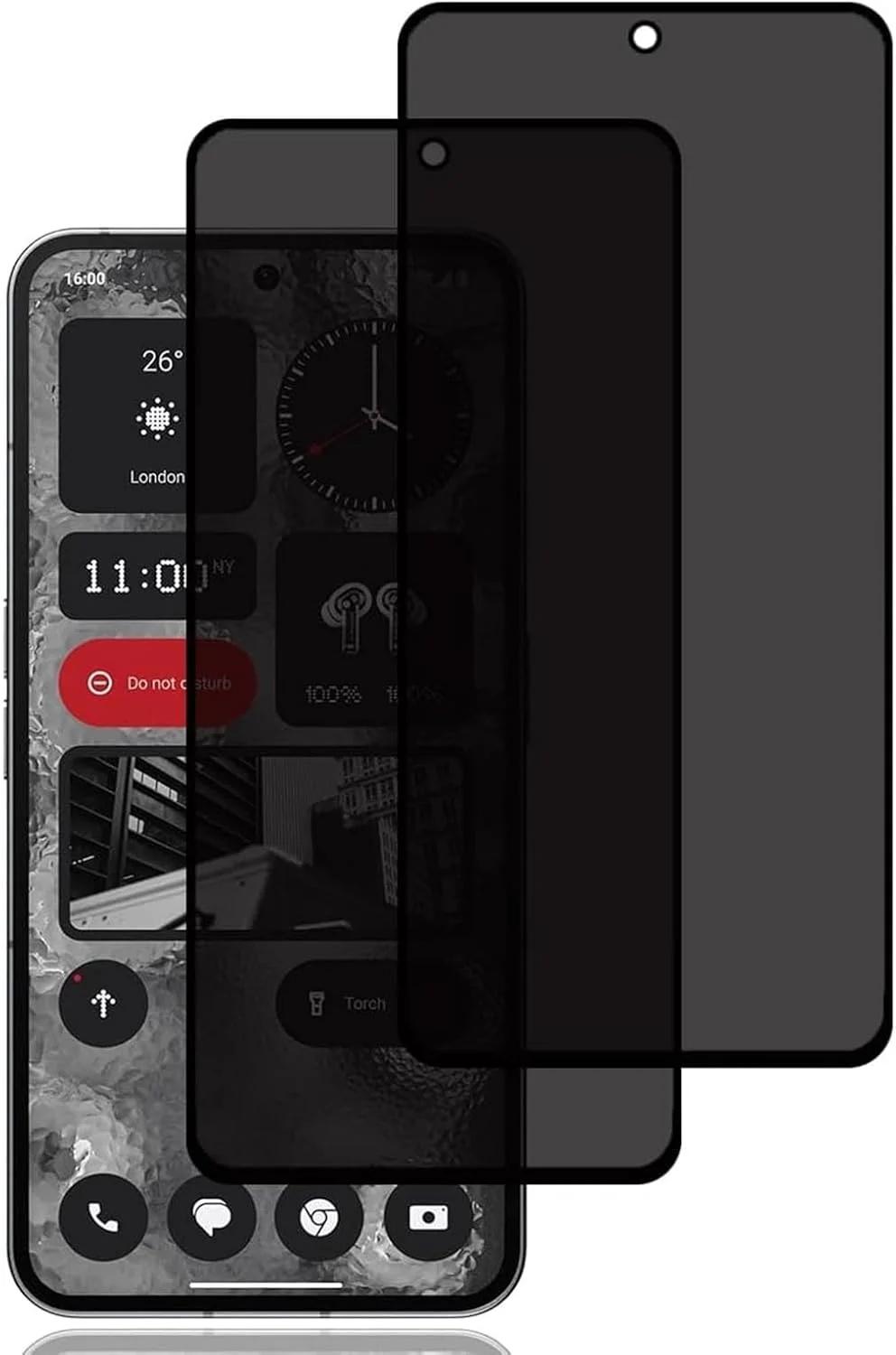 محافظ صفحه نمایش حریم خصوصی MiKoyi برای Nothing Phone (2) 5G، بسته 2 عددی، محافظ صفحه نمایش شیشه ای تمپر شده با سختی 9H برای Nothing Phone (2) 5G