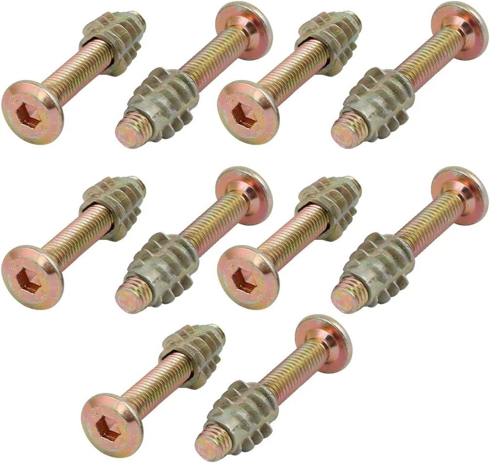 اتصالات اتصال دهنده مبلمان uxcell Sourcingmap، 10 عدد، پیچ با سر سوکت شش گوش M6x40mm به همراه مهره چوبی