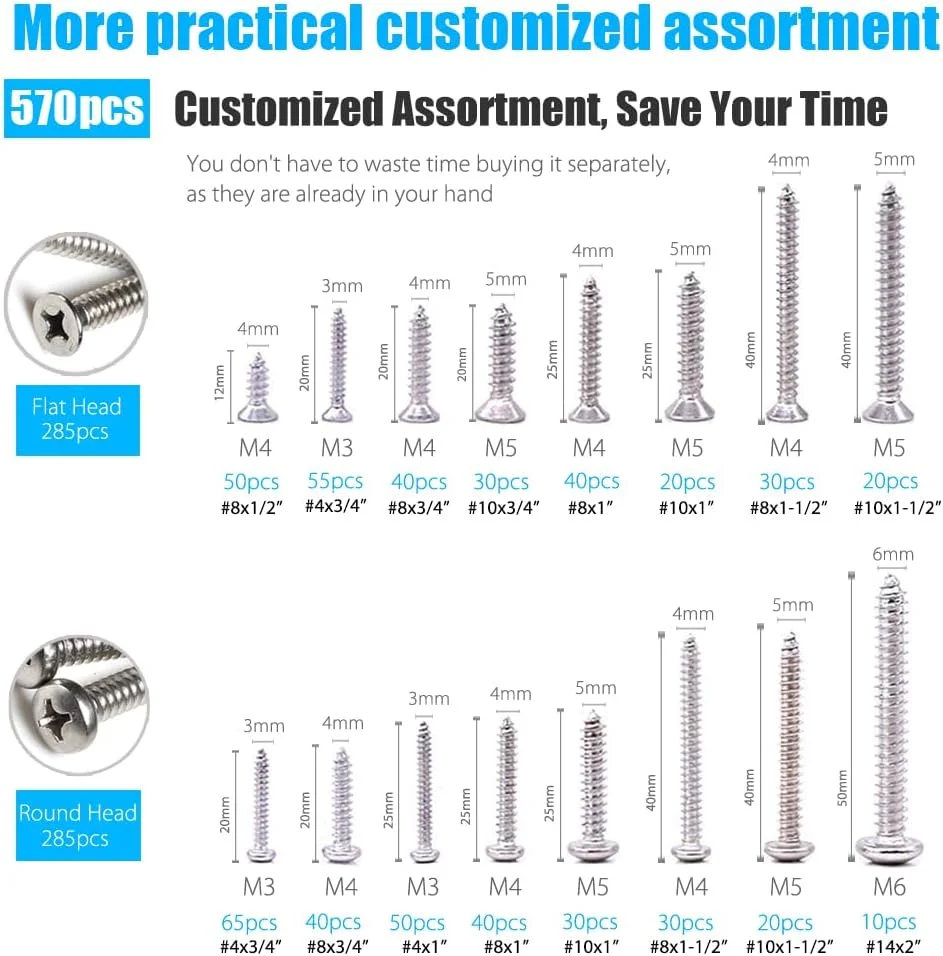 کیت پیچ و مهره تخت خواب نوزاد CASAON، کیت متنوع پیچ تخت نوزاد، کیت سخت افزاری جایگزین M6x40/50/60/70/80mm با سر استوانه ای شش گوش برای تخت خواب نوزاد، تخت و صندلی (150 عدد)