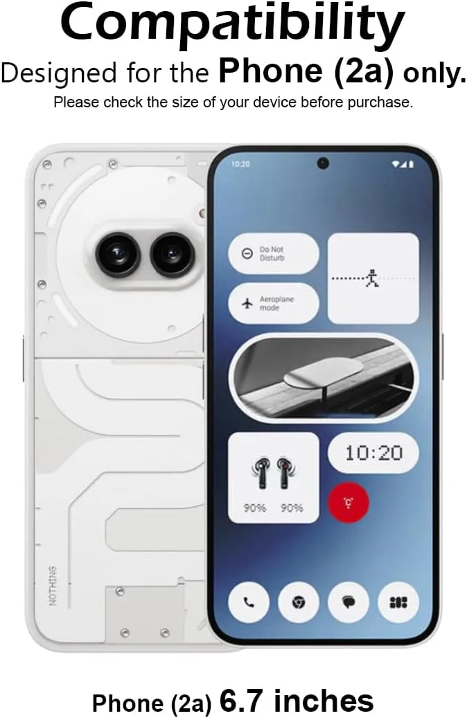 محافظ صفحه نمایش گلس گجت شیلد برای ناتینگ فون 2A، شیشه حرارت دیده با سختی 9H، نصب آسان بدون حباب، پوشش کامل، ضد خش و حساس به لمس