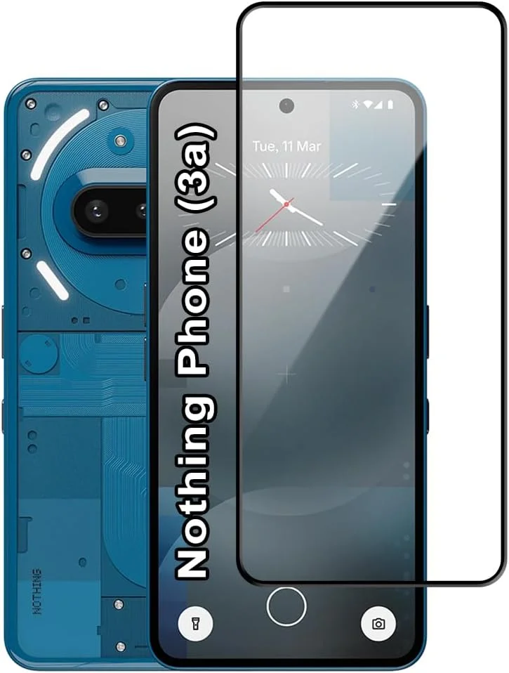 محافظ صفحه نمایش شیشه ای حرارت دیده با سختی 9H برای گوشی ناتینگ فون 3a با اندازه 6.77 اینچ، نصب آسان بدون حباب، پوشش کامل، ضد خش و حساس به لمس