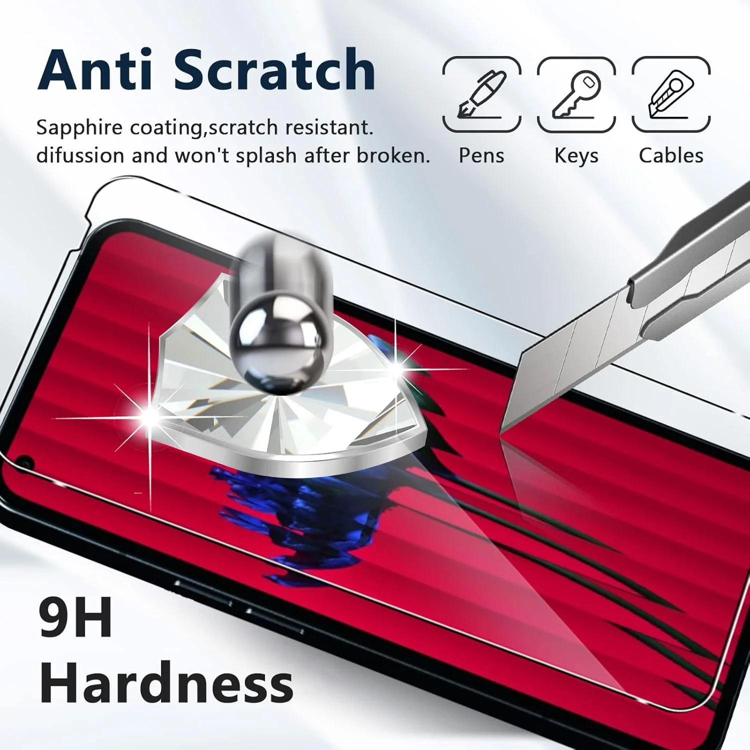 محافظ صفحه نمایش شیشه ای تمپرد Funrae برای Nothing Phone 1 + محافظ لنز دوربین عقب [2+2 عدد]، سختی 9H، وضوح بالا، ضد خش، فیلم محافظ صفحه نمایش HD