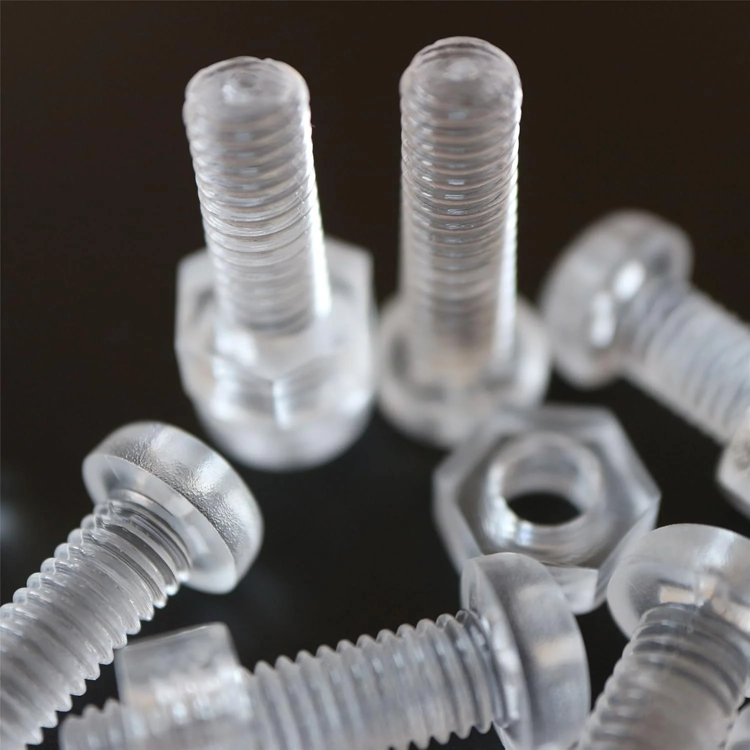 مجموعه 60 عددی پیچ و مهره و واشر پلاستیکی شفاف اکریلیک M6 x 20mm کاترپیلار قرمز - پیچ های پلاستیکی اکریلیک، 15/64 x 25/32
