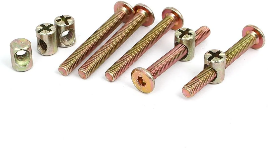 پیچ اتصال مبلمان با سر سوکت شش گوش M6x50mm به همراه مهره استوانه ای، 5 ست