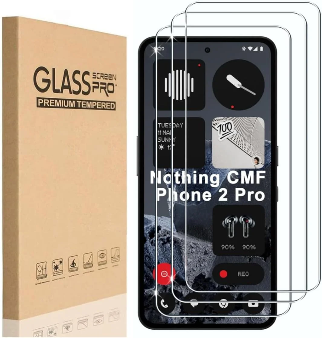 [بسته 3 عددی] محافظ صفحه نمایش شیشه ای حرارت دیده 9H Zuooiec برای گوشی Nothing CMF Phone 2 Pro، محافظت با اثر انگشت، نصب آسان، فوق العاده شفاف، حساسیت لمسی، فیلم ضد خش