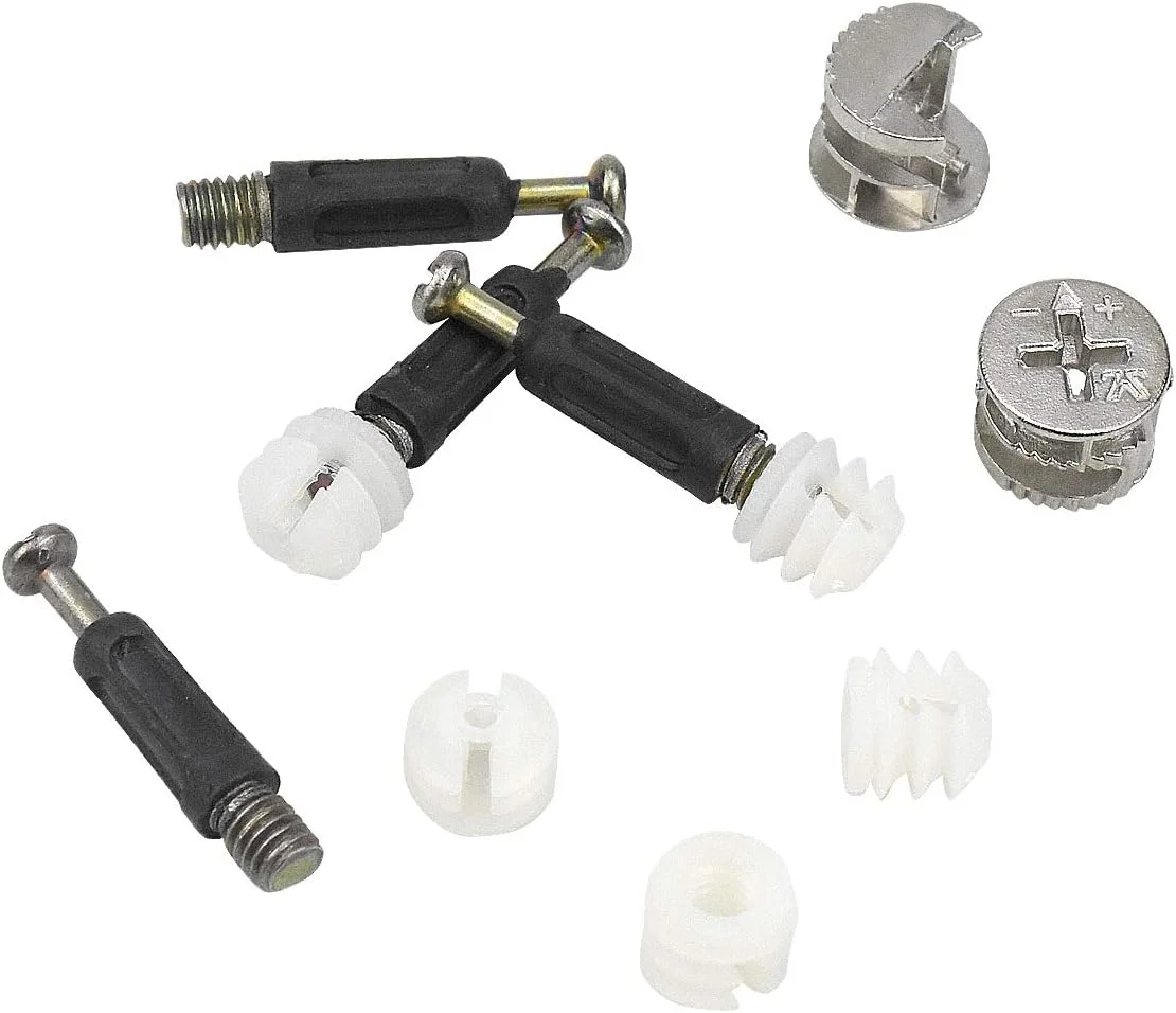 ست اتصالات مبلمان نتس پاور شامل 50 عدد پیچ و مهره کم و میخ چوبی، سخت افزار اتصال دهنده مبلمان، مجموعه پیچ های ثابت با قفل کم برای نصب میز، کابینت و کمد