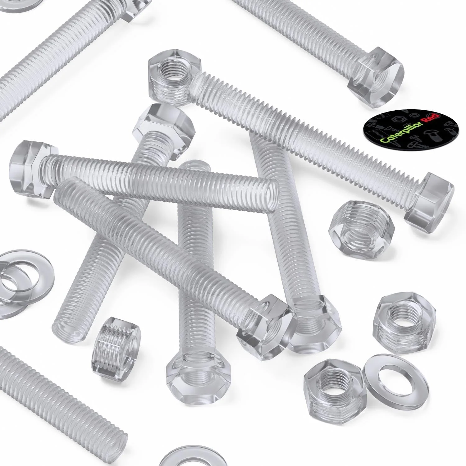 Caterpillar بسته قرمز 30 عددی مهره و پیچ و مهره اکریلیک پلاستیکی شفاف M8 x 60mm - پیچ های پلاستیکی اکریلیک، سر شش گوش، 15/64" x 2-23/64 Caterpillar بسته قرمز 30 عددی مهره و پیچ و مهره اکریلیک پلاستیکی شفاف M8 x 60mm - پیچ های پلاستیکی اکریلیک، سر شش گوش، 15/64" x 2-23/64