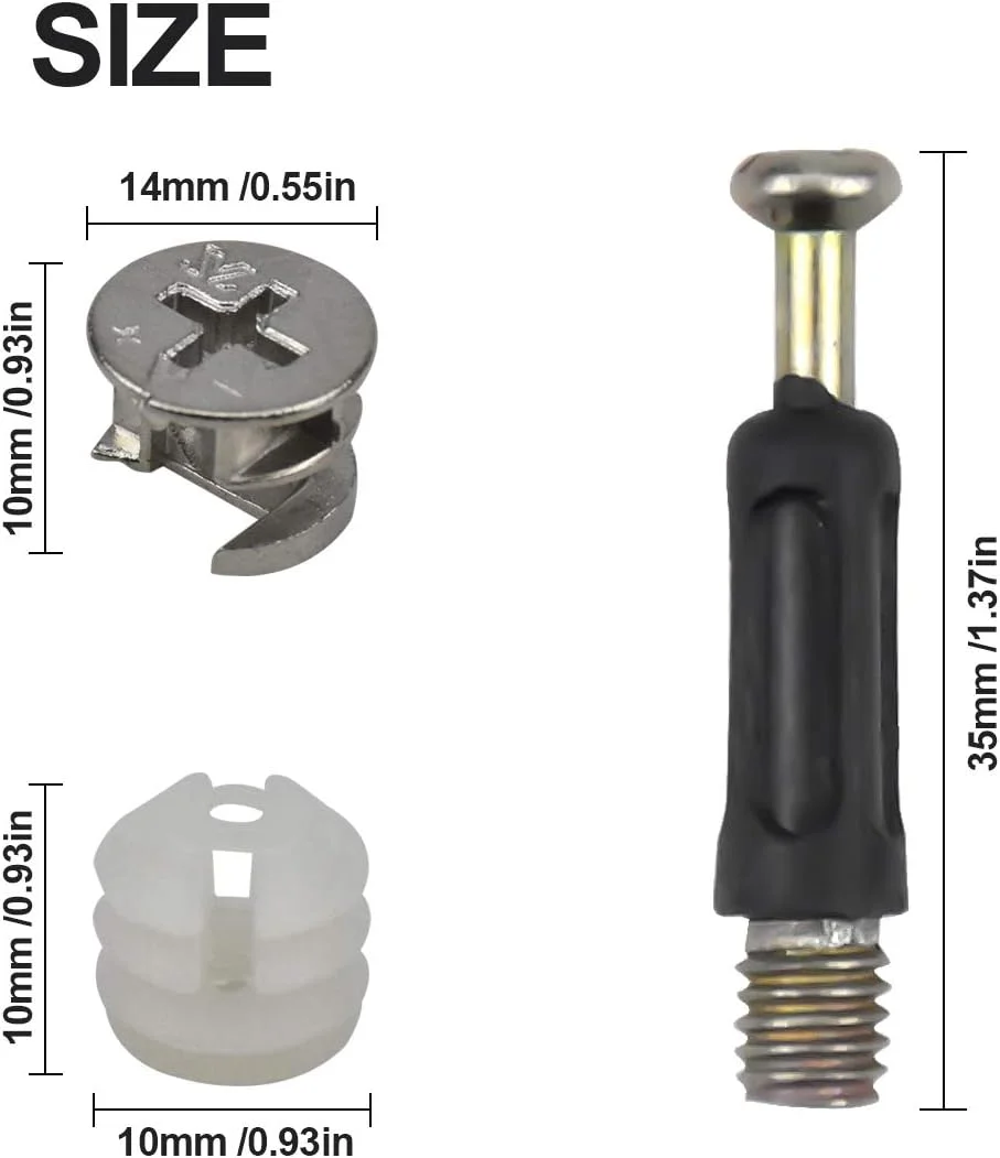 ست اتصالات مبلمان نتس پاور شامل 50 عدد پیچ و مهره کم و میخ چوبی، سخت افزار اتصال دهنده مبلمان، مجموعه پیچ های ثابت با قفل کم برای نصب میز، کابینت و کمد