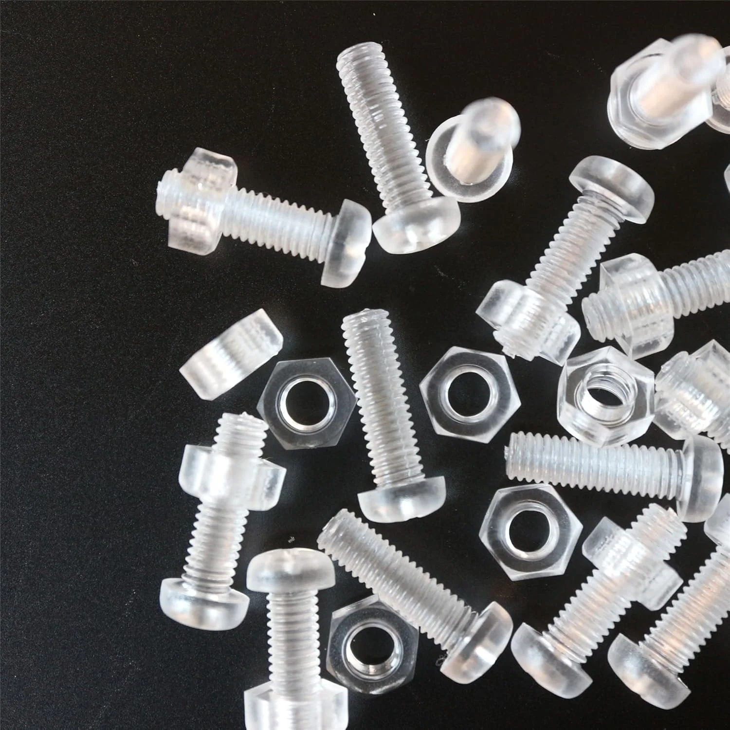 مجموعه 60 عددی پیچ و مهره و واشر پلاستیکی شفاف اکریلیک M6 x 20mm کاترپیلار قرمز - پیچ های پلاستیکی اکریلیک، 15/64 x 25/32