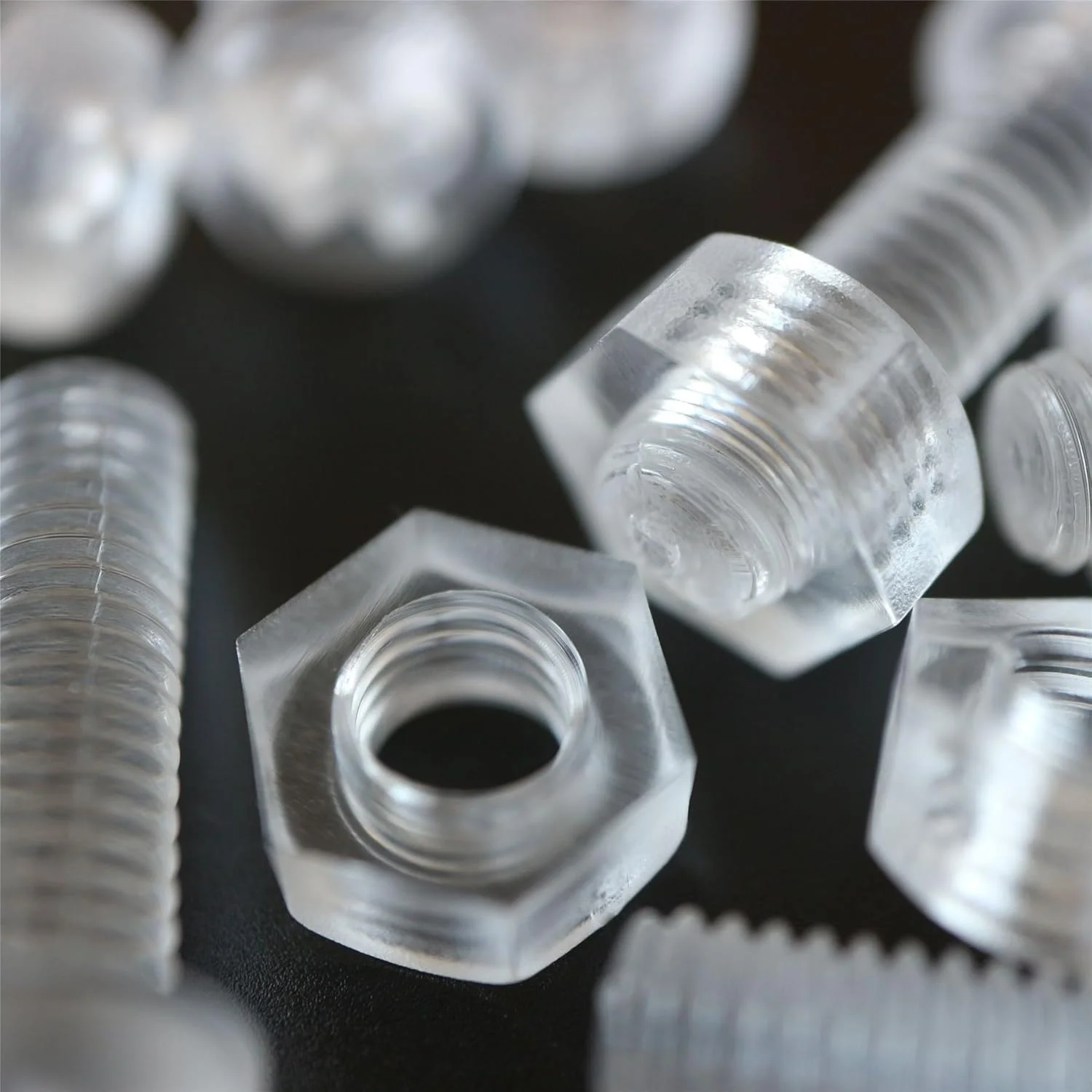 مجموعه 60 عددی پیچ و مهره و واشر پلاستیکی شفاف اکریلیک M6 x 20mm کاترپیلار قرمز - پیچ های پلاستیکی اکریلیک، 15/64 x 25/32