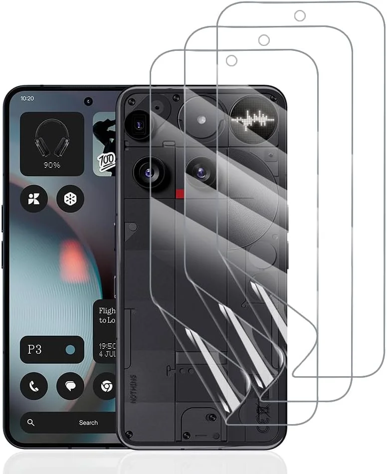 محافظ صفحه نمایش هیدروژلی گوشی ناتینگ فون (3) بسته 3 عددی، فیلم محافظ TPU، محافظ صفحه نمایش نرم HD شفاف، مقاوم در برابر خراش، بدون حباب (غیر شیشه حرارت دیده)