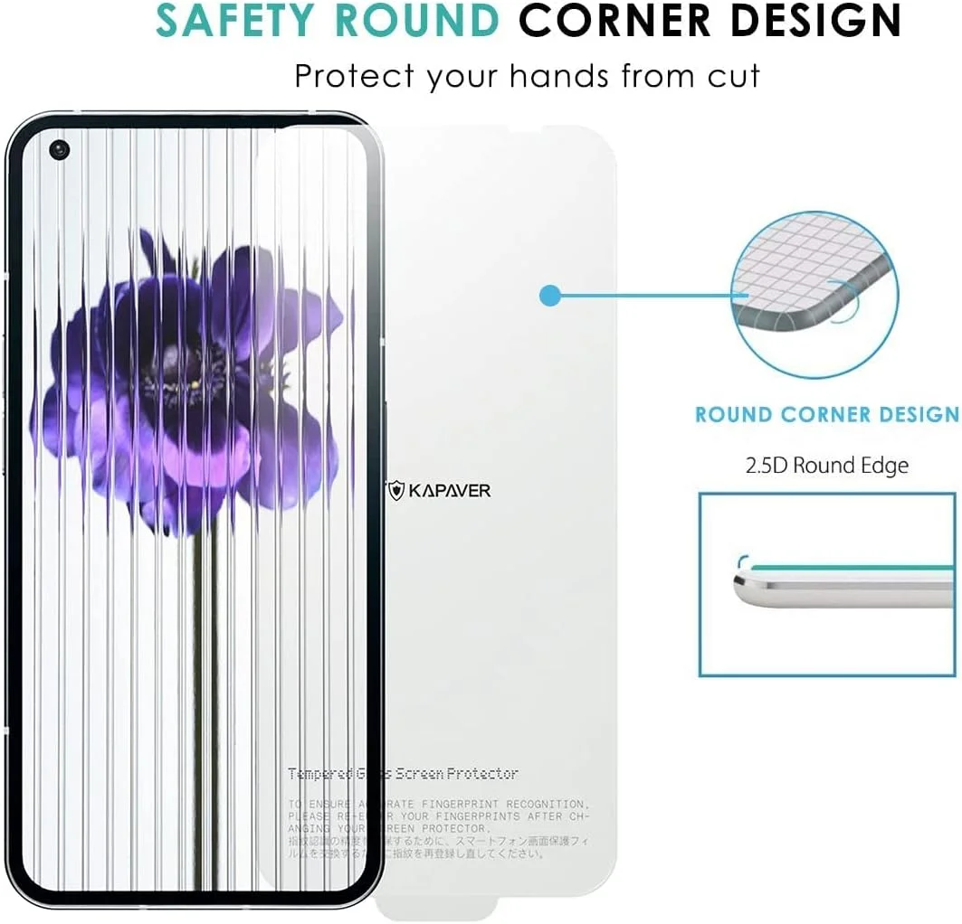 محافظ صفحه نمایش شیشه ای حرارت دیده KAPAVER برای Nothing Phone 1 [لبه به لبه] [چسب کامل] [ضد خش] شیشه حرارت دیده برای Nothing Phone (1) 5G (شفاف، بسته 2 عددی)