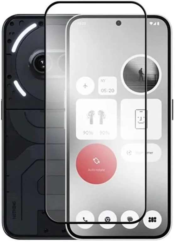 محافظ صفحه نمایش Muzz Nothing Phone 2a، چسب کامل، بدون حباب، ضد خش، ضد اثر انگشت، سختی 9H، لبه منحنی سه بعدی شیشه ای حرارت دیده برای Nothing Phone 2a 2024 شیشه مشکی 5D (1)