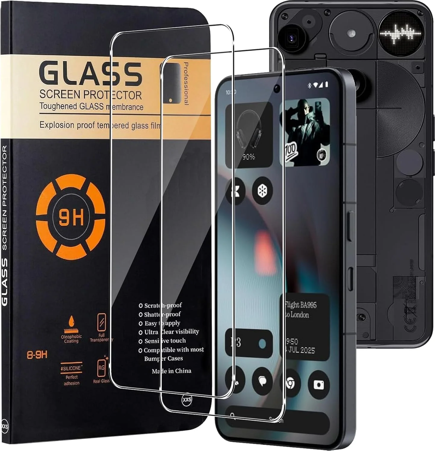 محافظ صفحه نمایش Kzioacsh بسته 2 عددی برای ناتینگ فون 3 5G، سختی 9H، شفافیت HD، فوق العاده باریک، پوشش اولئوفوبیک، ضد خش، ضد اثر انگشت، فیلم محافظ شیشه ای حرارت دیده برای ناتینگ فون (3)