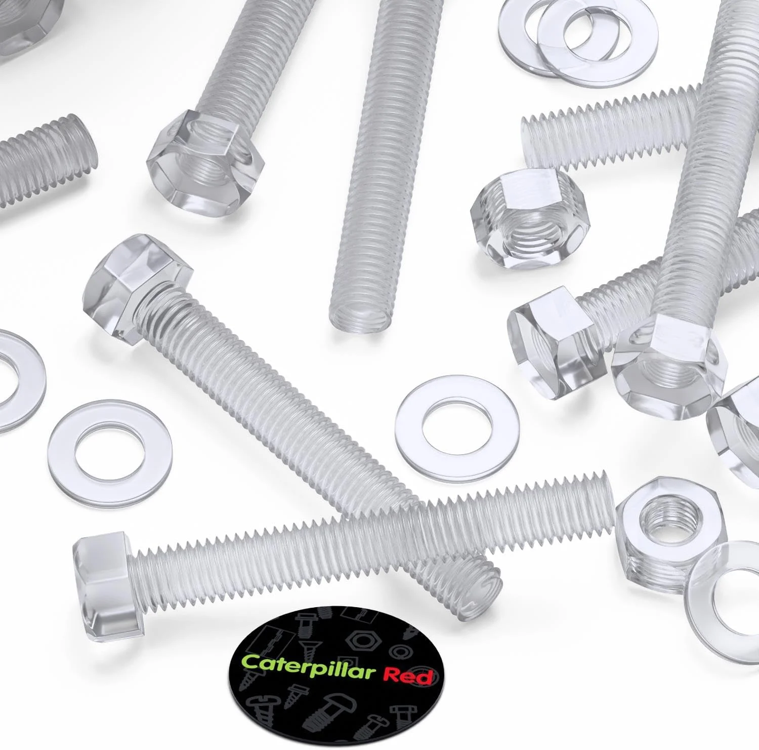 Caterpillar بسته قرمز 30 عددی مهره و پیچ و مهره اکریلیک پلاستیکی شفاف M8 x 60mm - پیچ های پلاستیکی اکریلیک، سر شش گوش، 15/64" x 2-23/64 Caterpillar بسته قرمز 30 عددی مهره و پیچ و مهره اکریلیک پلاستیکی شفاف M8 x 60mm - پیچ های پلاستیکی اکریلیک، سر شش گوش، 15/64" x 2-23/64