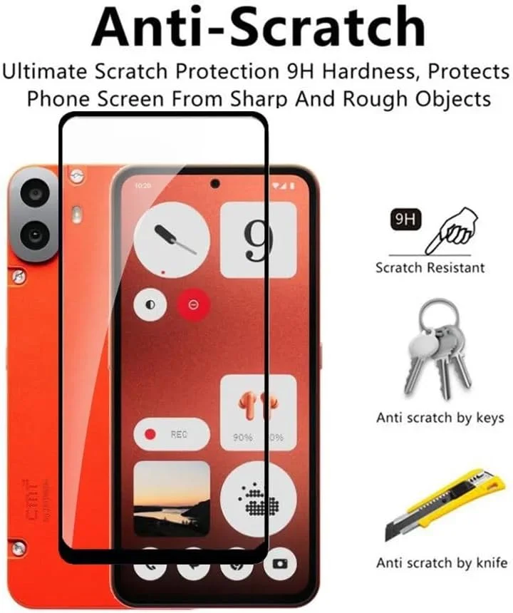 Nothing CMF Phone 1 Screen Protector Glass Full Glue Tempered Screen Guard Anti-Fingerprints Shatter-Resistant for Nothing CMF Phone 1 2024 Black