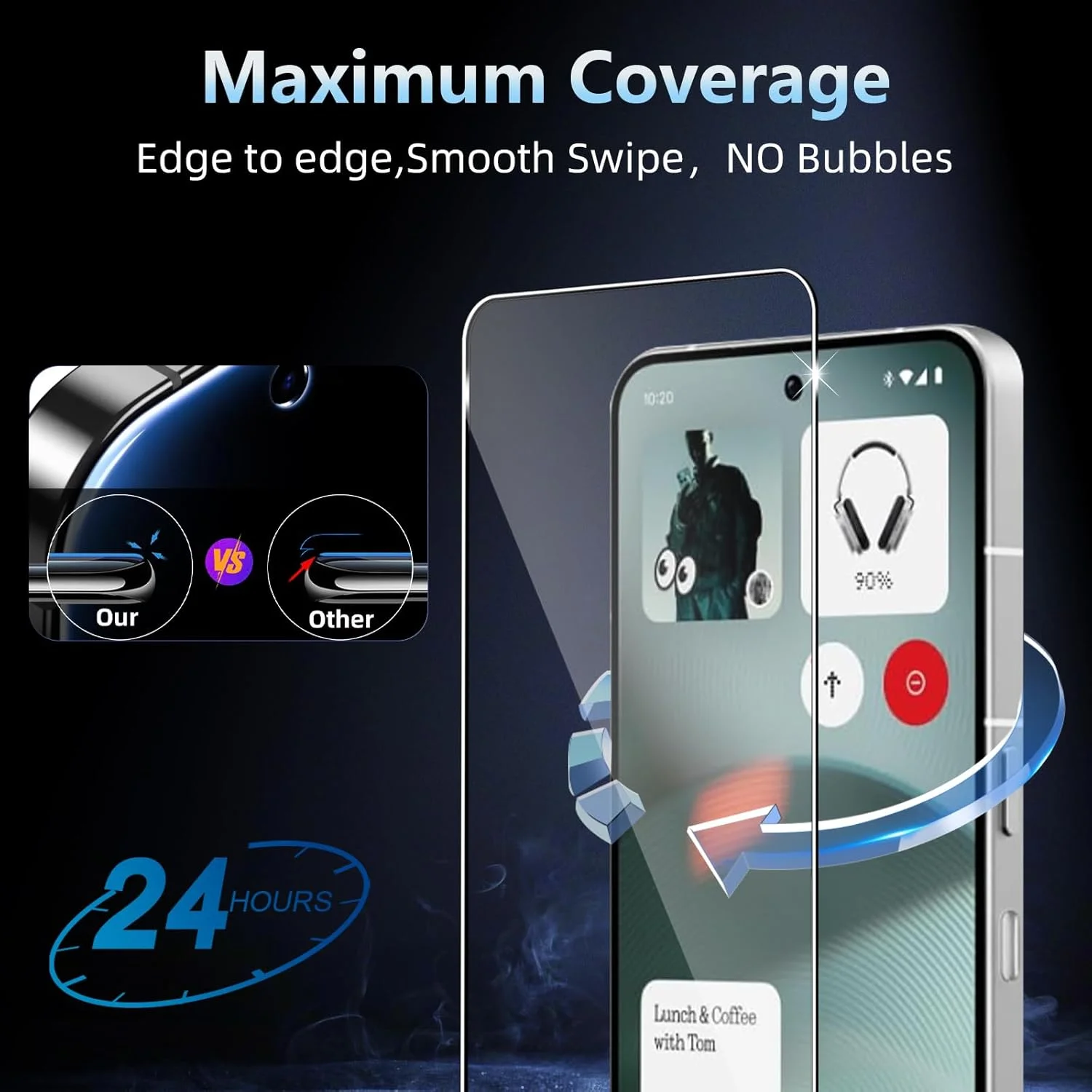 محافظ صفحه نمایش شیشه ای حرارت دیده داتری برای ناتینگ فون 3، قطعات فوق العاده مقاوم، بدون حباب، وضوح فوق العاده HD، سختی 9H ضد خش، محافظ صفحه نمایش 2.5D