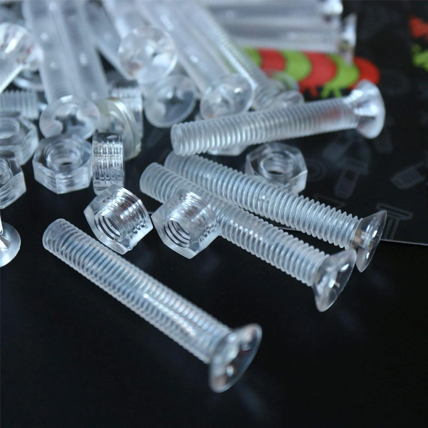 پیچ و مهره سر خزینه ای چهارسو کاترپیلار قرمز 20 عددی، پلاستیک اکریلیک شفاف، M6 x 40mm - پیچ های پلاستیکی اکریلیک، ایده آل برای تبدیل 15/64" x 1-37/64