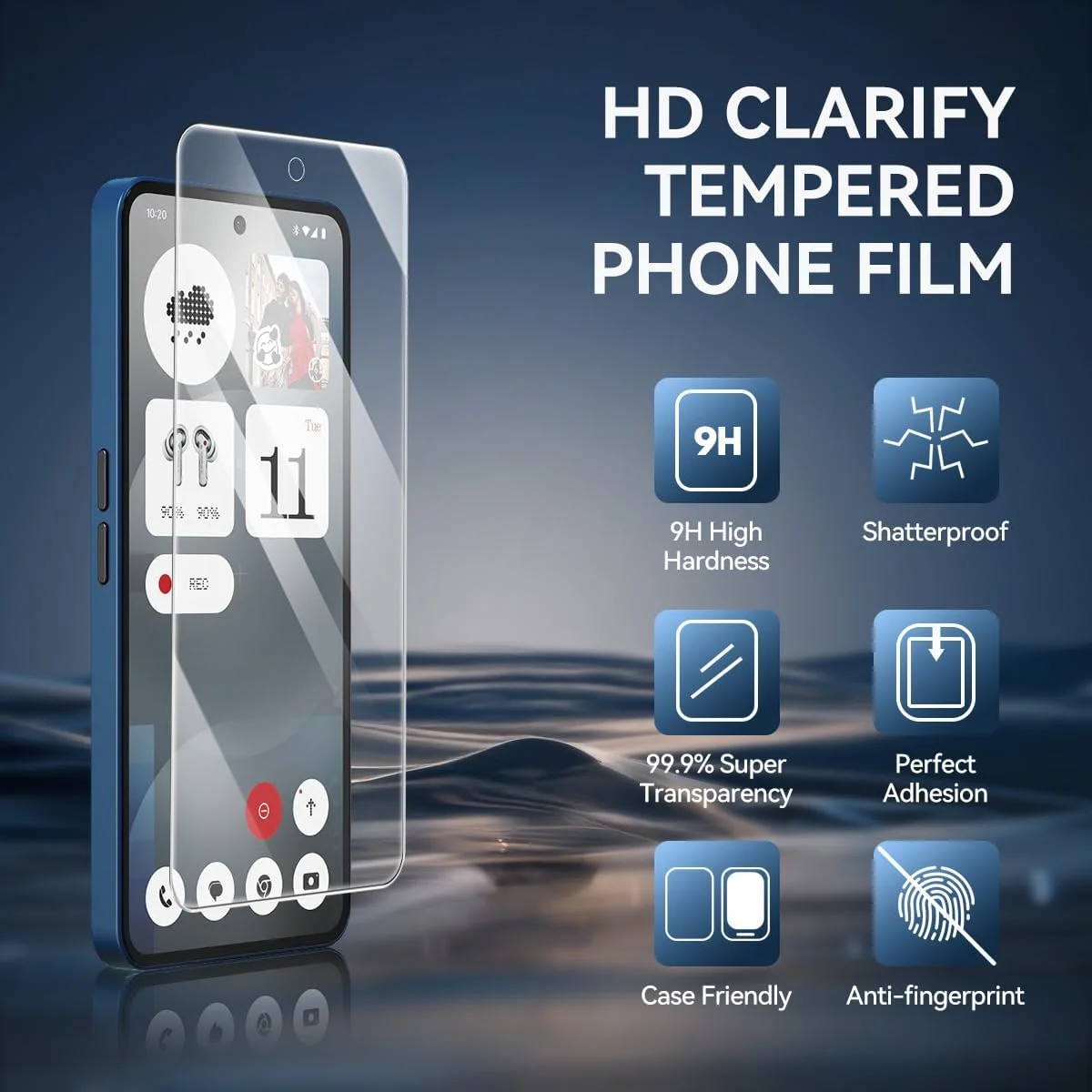 محافظ صفحه نمایش شیشه ای حرارت دیده 9H [بسته 3 عددی] T Tersely برای ناتینگ فون (3a) / ناتینگ فون (3a) پرو، سازگار با قاب، فوق العاده شفاف، ضد خرد شدن و ضد خش