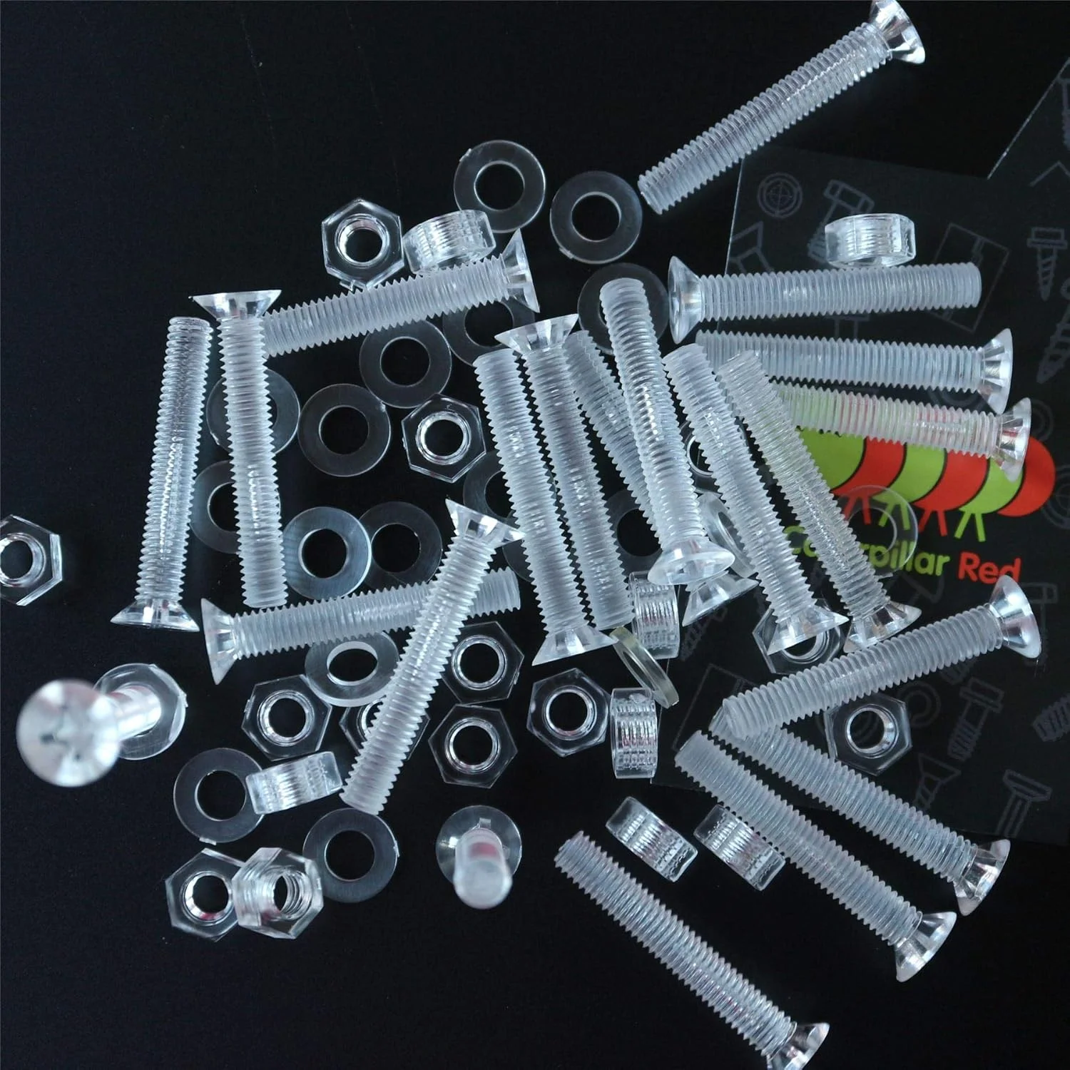 پیچ و مهره سر خزینه ای چهارسو کاترپیلار قرمز 20 عددی، پلاستیک اکریلیک شفاف، M6 x 40mm - پیچ های پلاستیکی اکریلیک، ایده آل برای تبدیل 15/64" x 1-37/64