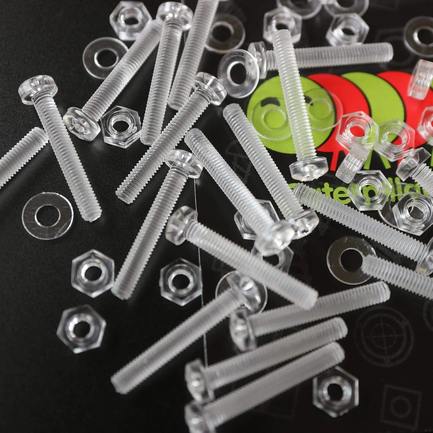 مجموعه 60 عددی پیچ و مهره و واشر پلاستیکی شفاف اکریلیک M3 x 20mm کاترپیلار - پیچ های پلاستیکی اکریلیک، 1/8 x 25/32