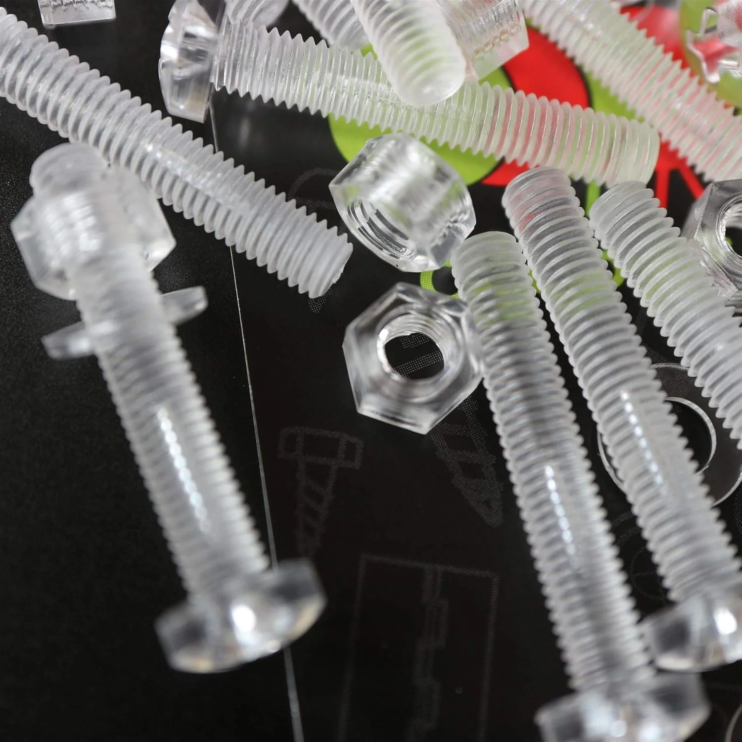 مجموعه 60 عددی پیچ و مهره و واشر شفاف اکریلیک M5 x 30mm کاترپیلار - پیچ های پلاستیکی اکریلیک، 13/64" x 1 3/16