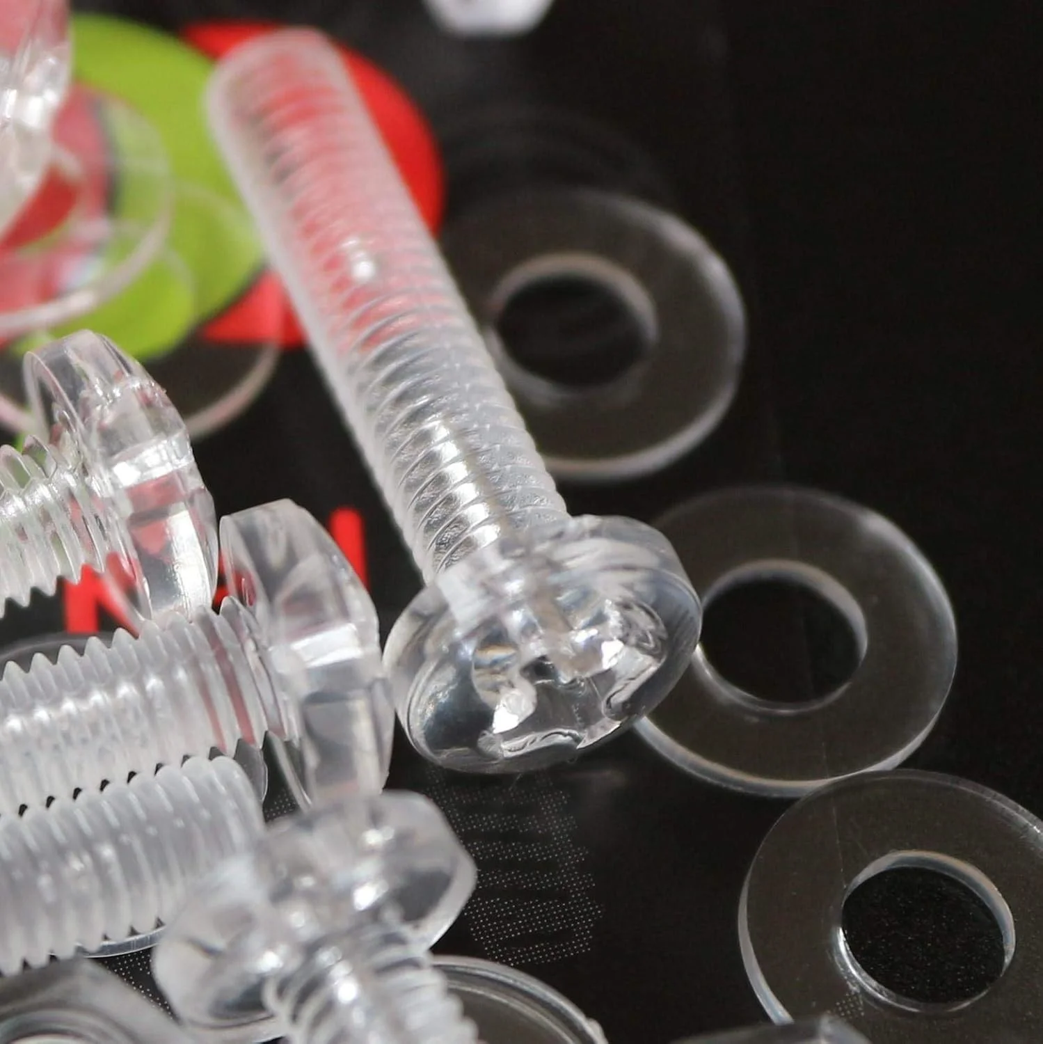 مجموعه 60 عددی پیچ و مهره و واشر پلاستیکی شفاف اکریلیک M3 x 20mm کاترپیلار - پیچ های پلاستیکی اکریلیک، 1/8 x 25/32