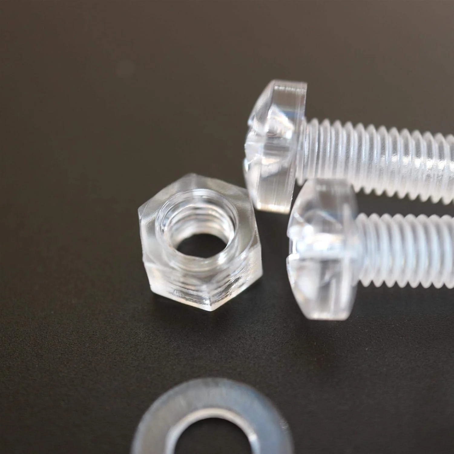مجموعه 60 عددی پیچ و مهره و واشر شفاف اکریلیک M5 x 30mm کاترپیلار - پیچ های پلاستیکی اکریلیک، 13/64" x 1 3/16
