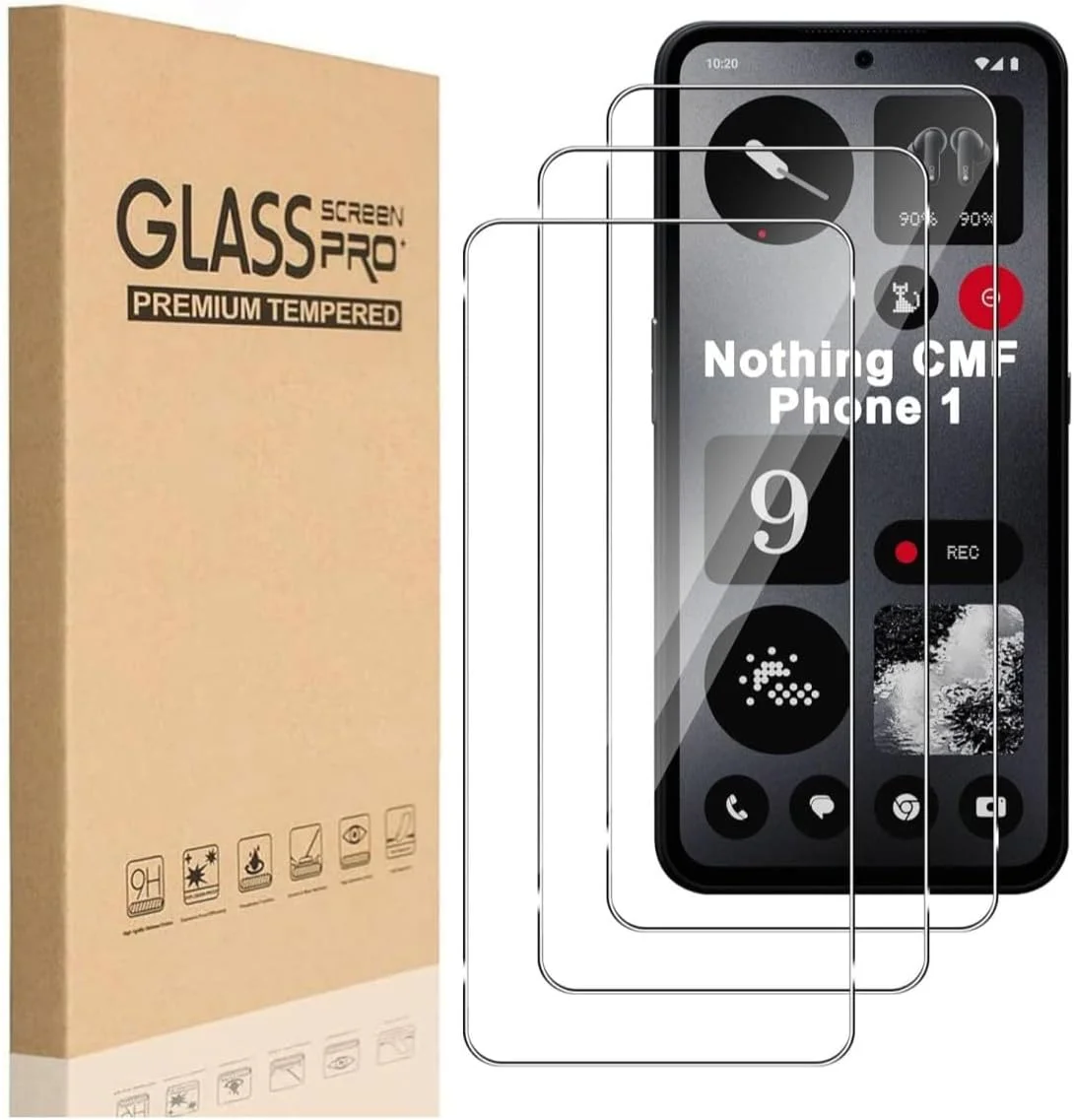 محافظ صفحه نمایش شیشه ای حرارت دیده 9H زویییک [بسته 3 عددی] برای گوشی ناتینگ CMF Phone 1، محافظت با اثر انگشت، نصب آسان، فوق العاده شفاف، حساسیت لمسی، فیلم ضد خش