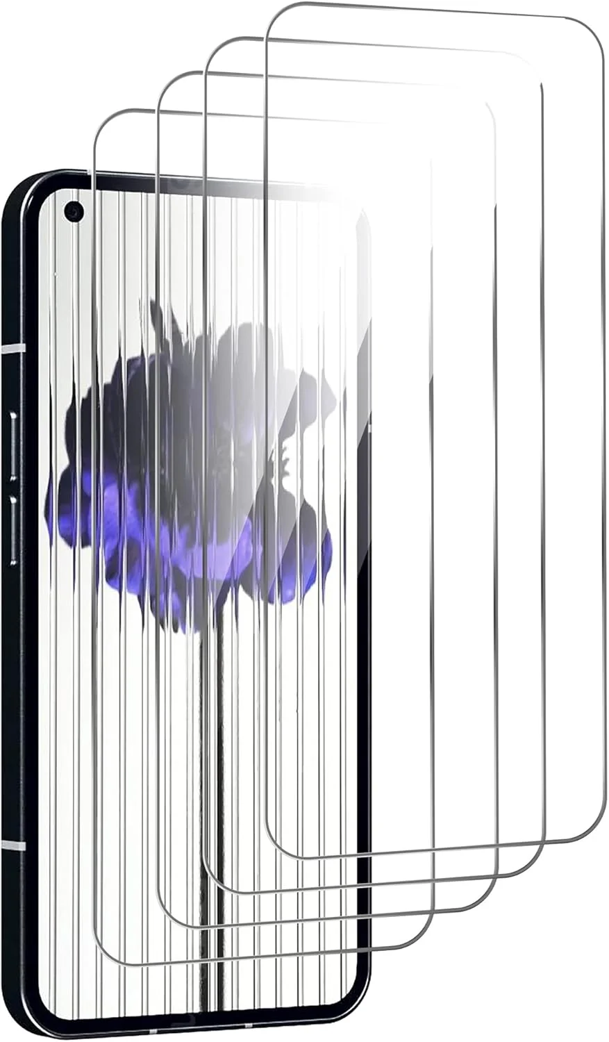 محافظ صفحه نمایش [بسته 4 عددی] سازگار با ناتینگ فون 1، شیشه با گذردهی بالا، مقاوم در برابر خراش، سازگار با قاب، ضد روغن، شیشه حرارت دیده برای ناتینگ فون 1