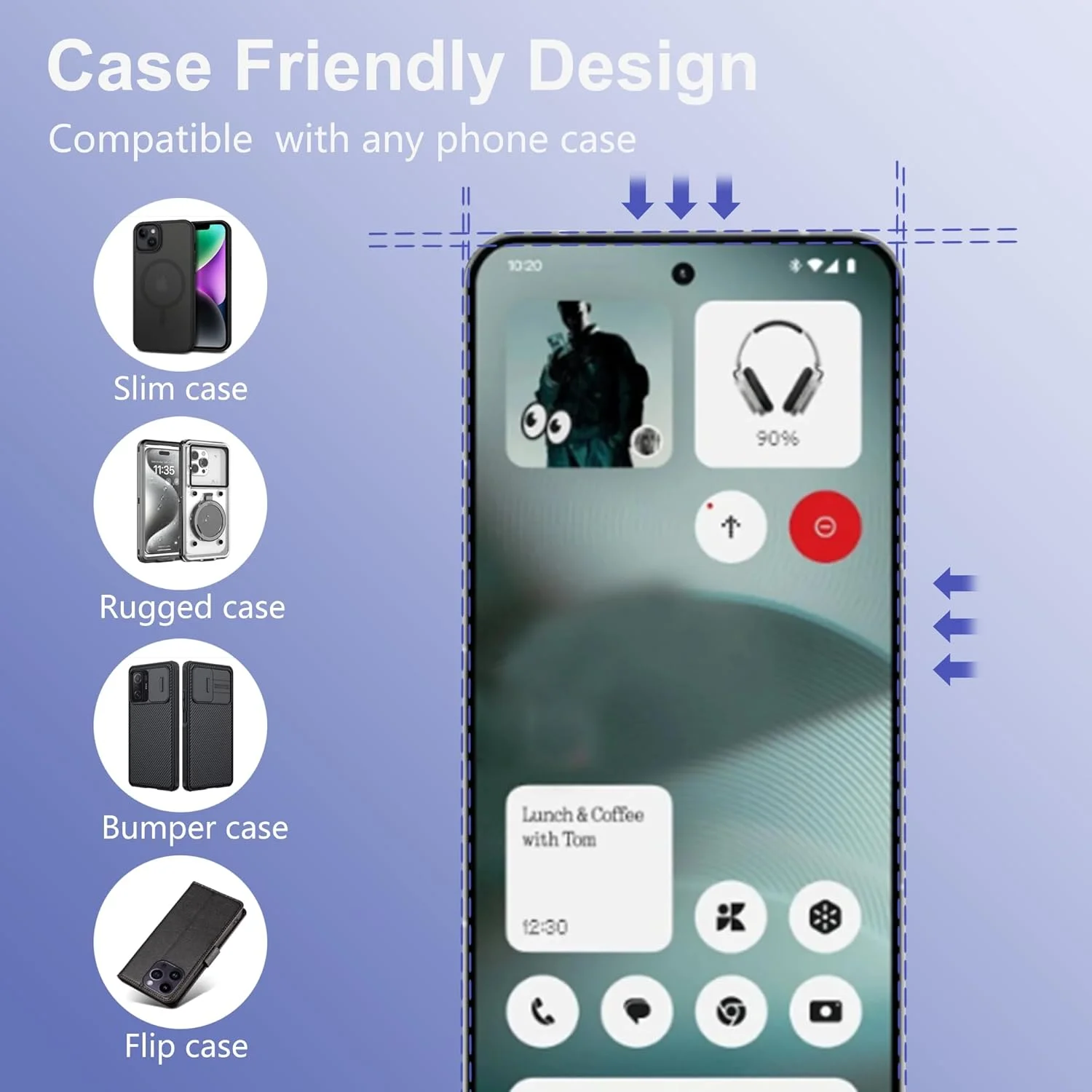 محافظ صفحه نمایش CAUHENYEE برای Nothing Phone (3) شیشه حرارت دیده، بسته 2 عددی فیلم محافظ شیشه ای، محافظ صفحه نمایش شفاف HD، شیشه محافظ سختی 9H، ضد خش
