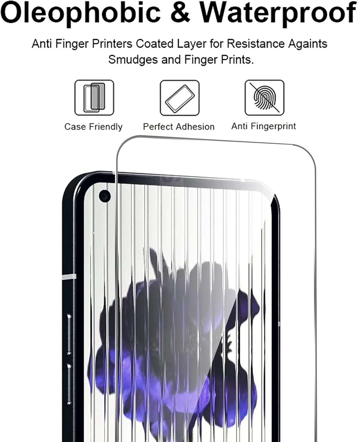 محافظ صفحه نمایش [بسته 4 عددی] سازگار با ناتینگ فون 1، شیشه با گذردهی بالا، مقاوم در برابر خراش، سازگار با قاب، ضد روغن، شیشه حرارت دیده برای ناتینگ فون 1