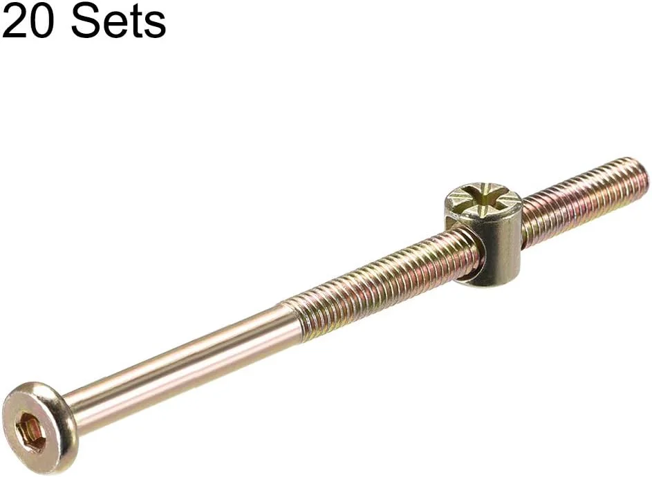 ست پیچ و مهره مبلمان M6 uxcell، پیچ سوکت شش گوش با مهره های استوانه ای، نیم دنده شیاردار فیلیپس، روکش روی، 20 ست ست پیچ و مهره مبلمان M6 uxcell، پیچ سوکت شش گوش با مهره های استوانه ای، نیم دنده شیاردار فیلیپس، روکش روی، 20 ست