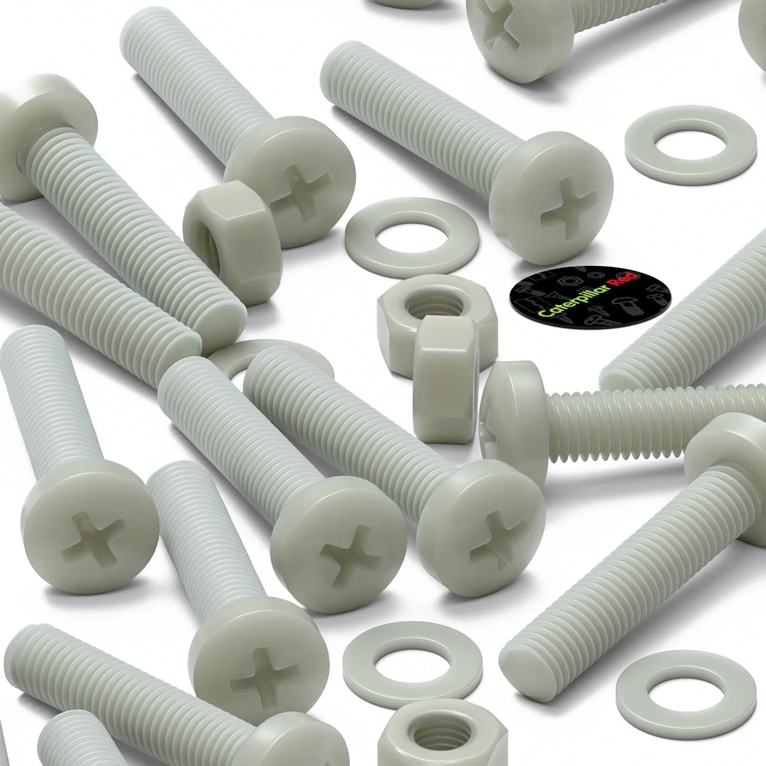 پیچ های ماشینی سر پهن سوپر نایلون تقویت شده با الیاف شیشه ای قرمز Caterpillar، 50 عدد، M8 x 40 میلی متر، مهره و پیچ های پلاستیکی، واشر، 5/16 اینچ x 1-37/64 پیچ های ماشینی سر پهن سوپر نایلون تقویت شده با الیاف شیشه ای قرمز Caterpillar، 50 عدد، M8 x 40 میلی متر، مهره و پیچ های پلاستیکی، واشر، 5/16 اینچ x 1-37/64