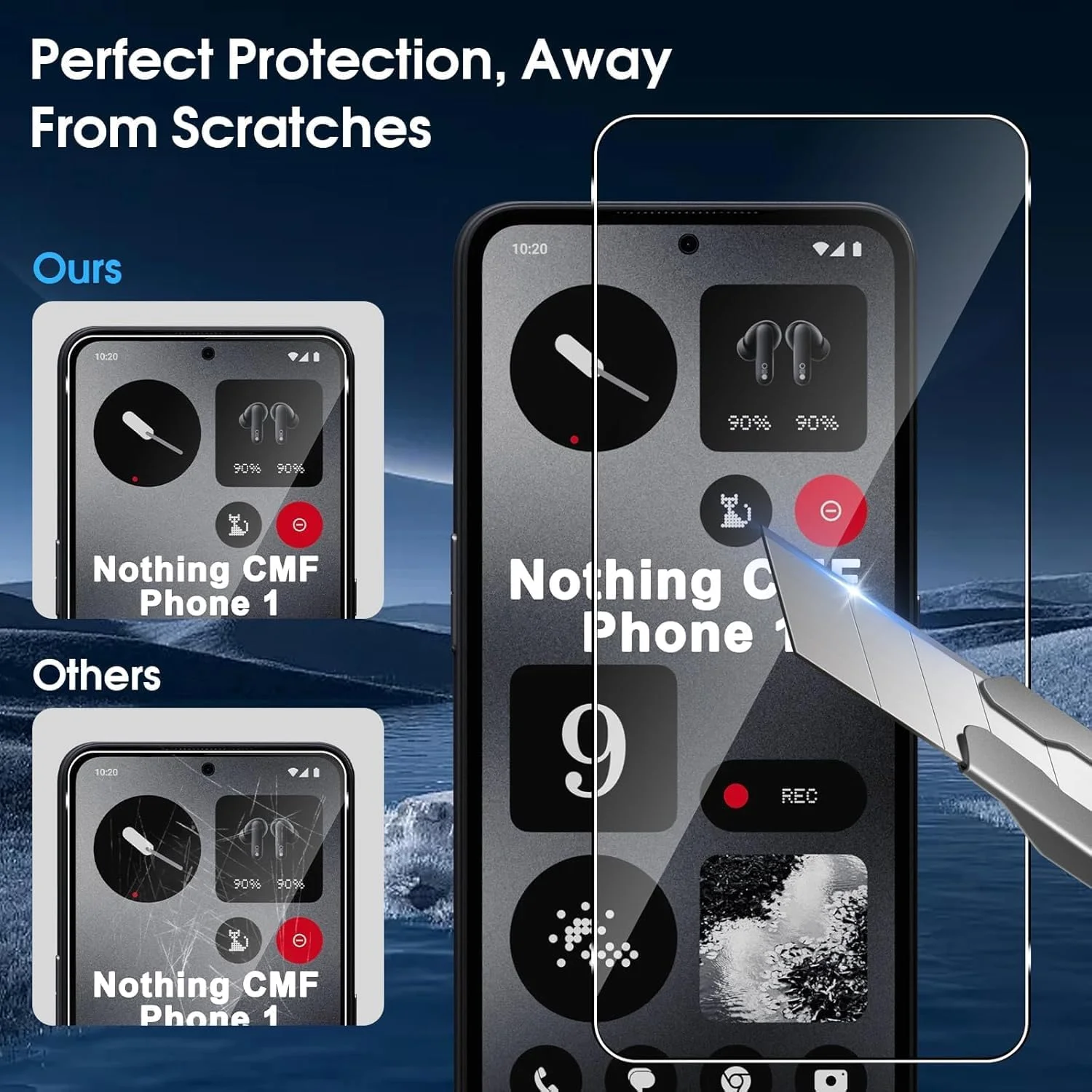 محافظ صفحه نمایش شیشه ای حرارت دیده 9H زویییک [بسته 3 عددی] برای گوشی ناتینگ CMF Phone 1، محافظت با اثر انگشت، نصب آسان، فوق العاده شفاف، حساسیت لمسی، فیلم ضد خش