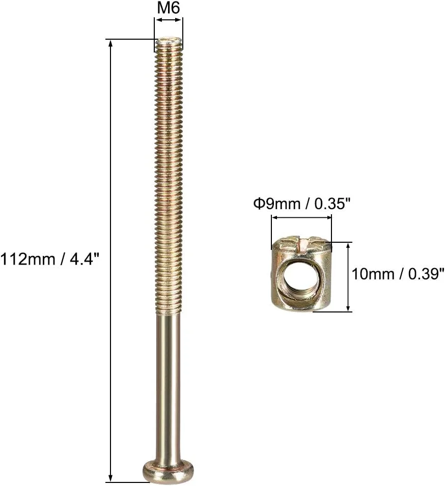 ست پیچ و مهره مبلمان M6 uxcell، پیچ سوکت شش گوش با مهره های استوانه ای، نیم دنده شیاردار فیلیپس، روکش روی، 20 ست ست پیچ و مهره مبلمان M6 uxcell، پیچ سوکت شش گوش با مهره های استوانه ای، نیم دنده شیاردار فیلیپس، روکش روی، 20 ست