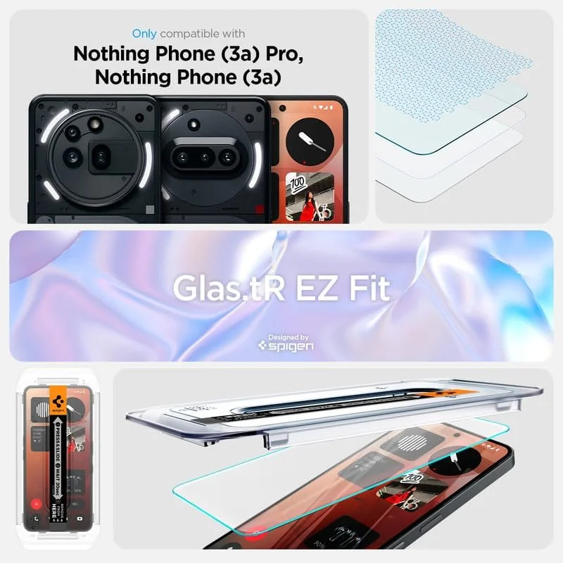 محافظ صفحه نمایش شیشه ای حرارت دیده پریمیوم Spigen GLAStR EZ FIT HD برای ناتینگ فون (3a) / ناتینگ فون (3a PRO) سازگار با قاب [1 عدد]